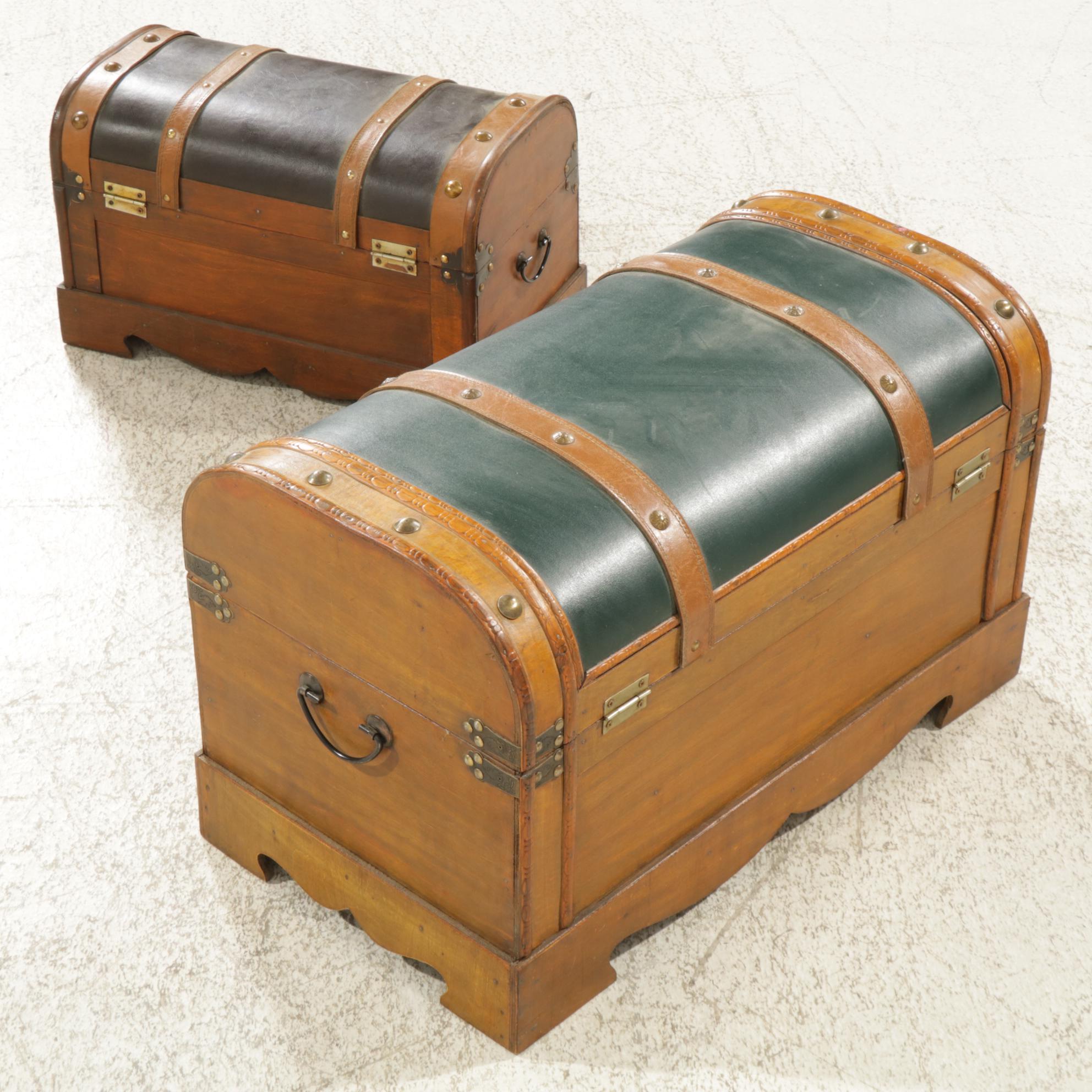 Faux Leather Nesting Storage Trunks, 21st Century