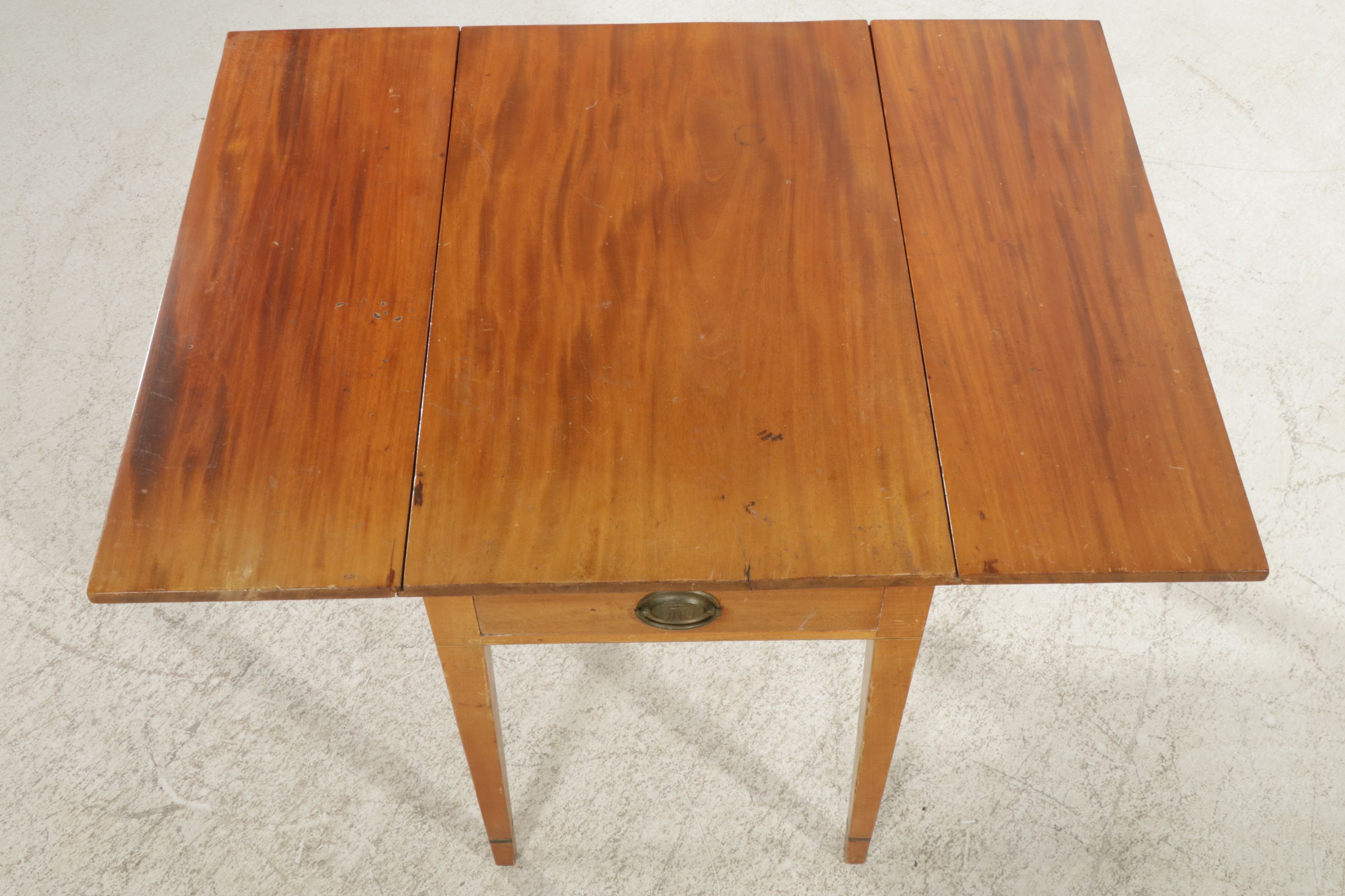 Mahogany Drop Leaf Work Table with String Inlay, Early 20th Century