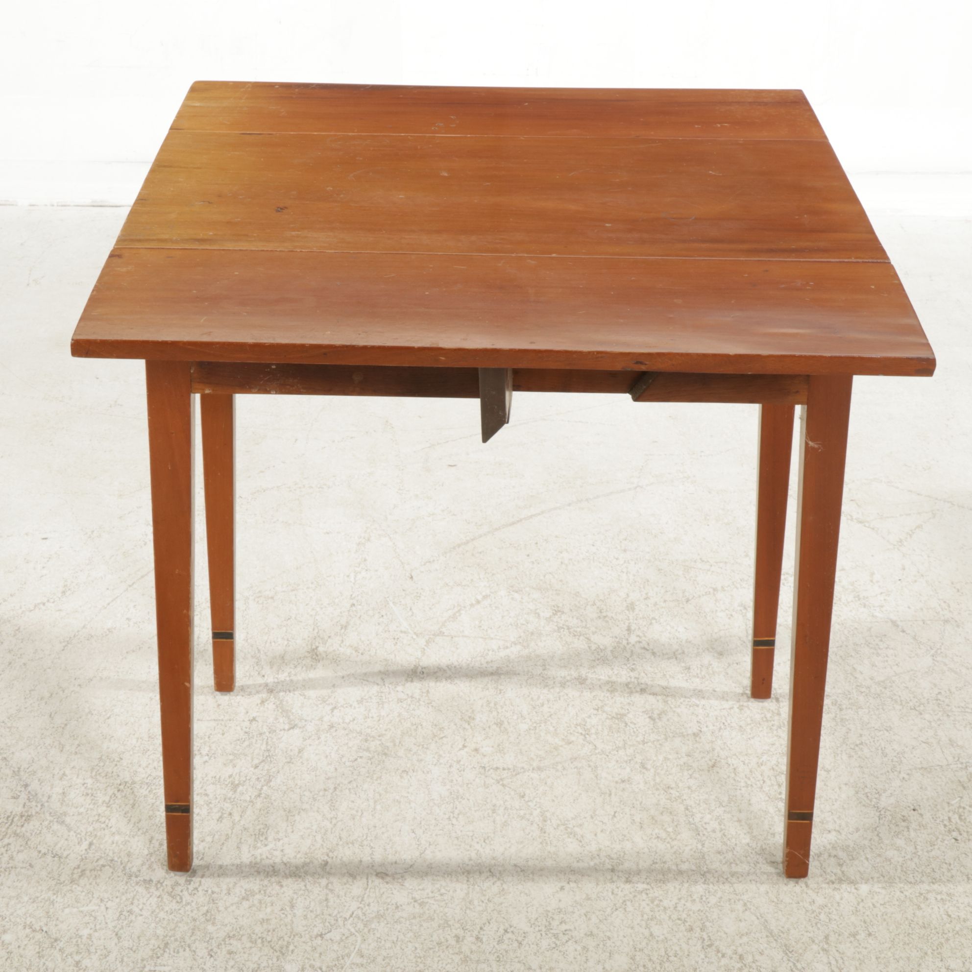 Mahogany Drop Leaf Work Table with String Inlay, Early 20th Century