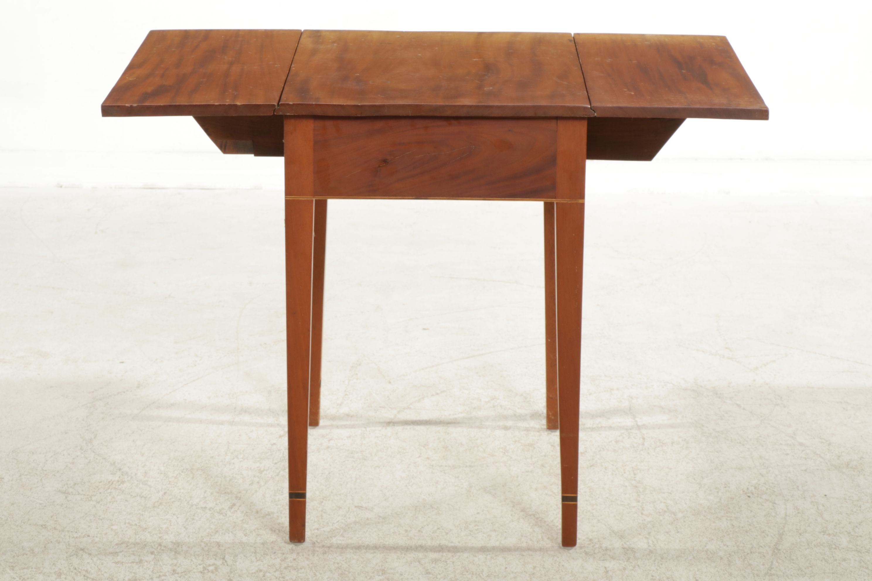 Mahogany Drop Leaf Work Table with String Inlay, Early 20th Century