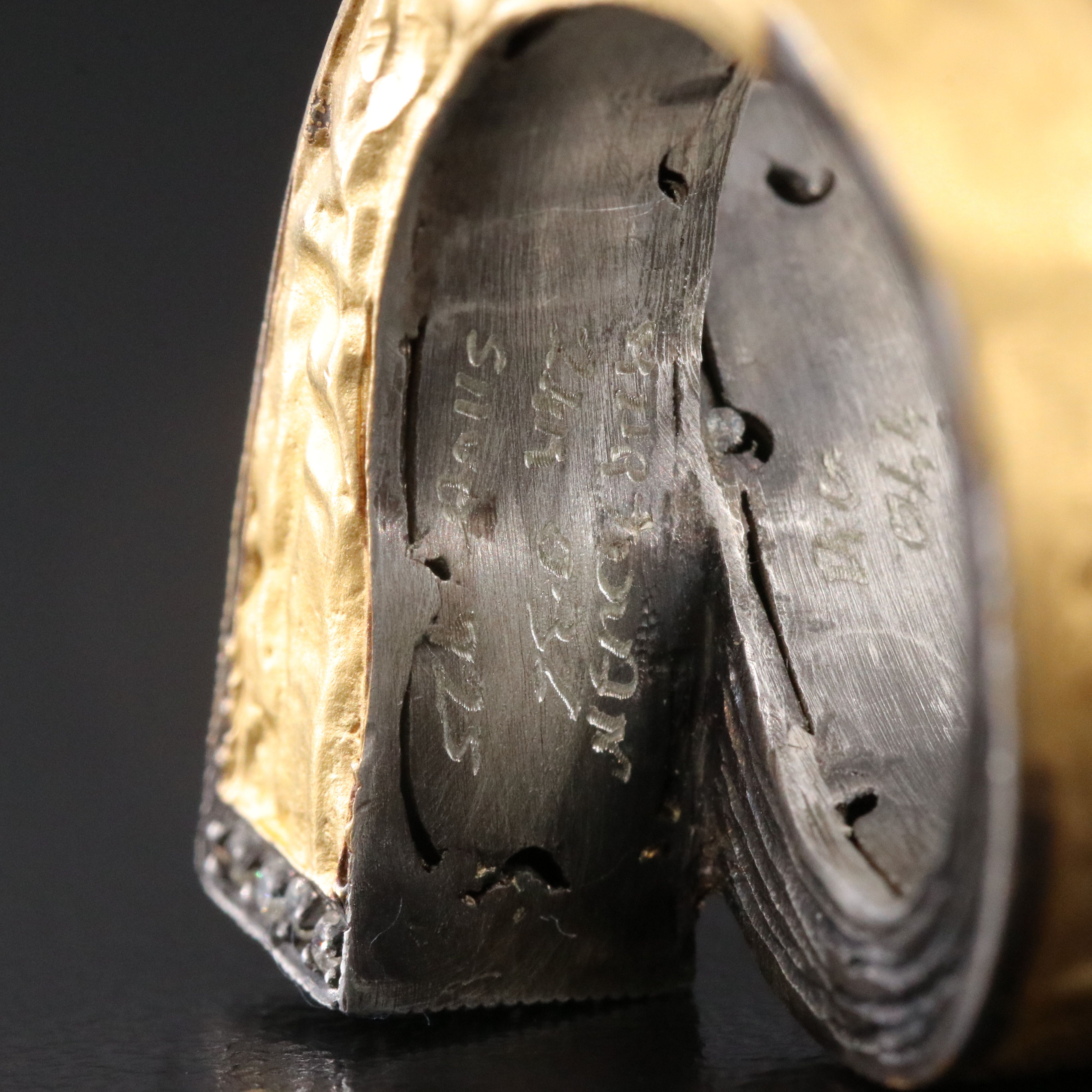 Sterling Ribbon Bypass Diamond Ring with Gold Tone