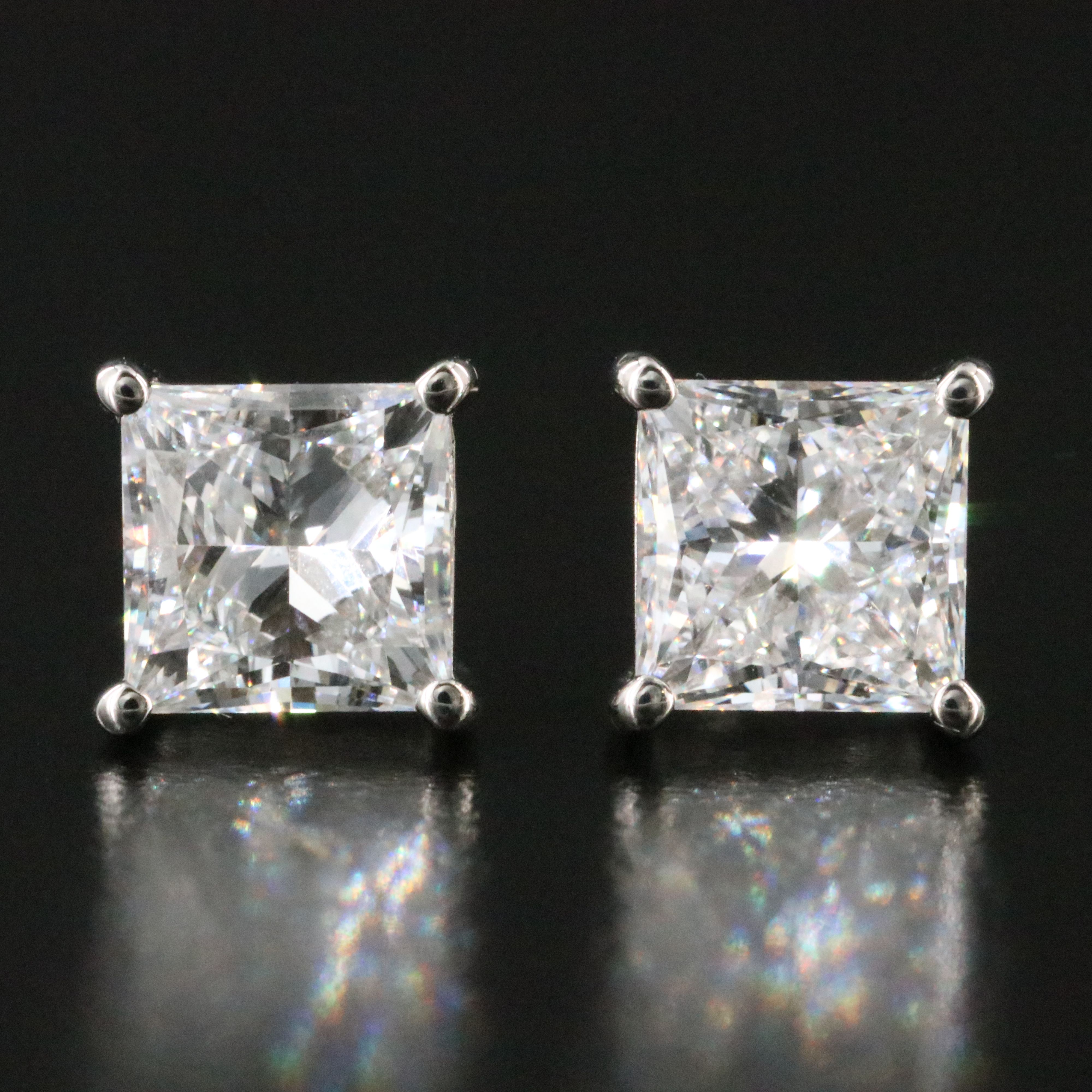 Platinum 3.14 CTW Lab Grown Diamond Stud Earrings with IGI Report