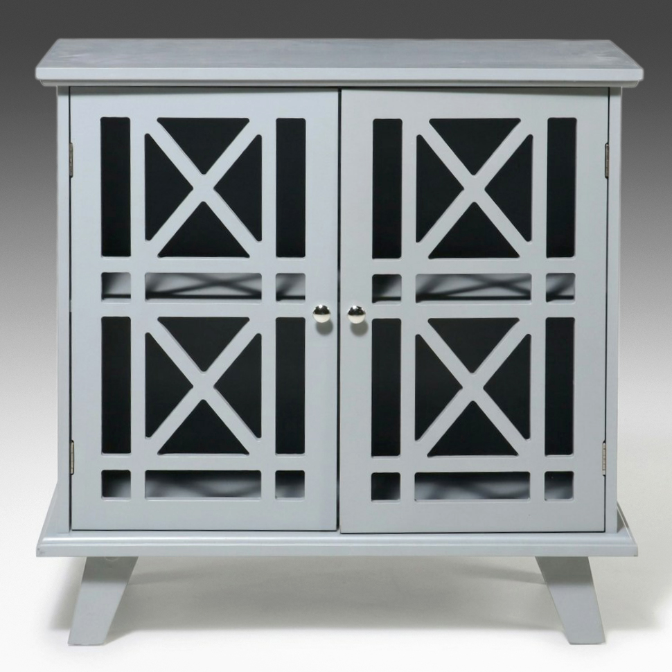 Contemporary Hollywood Regency Style Grey Fretwork Accent Cabinet, 21st Century