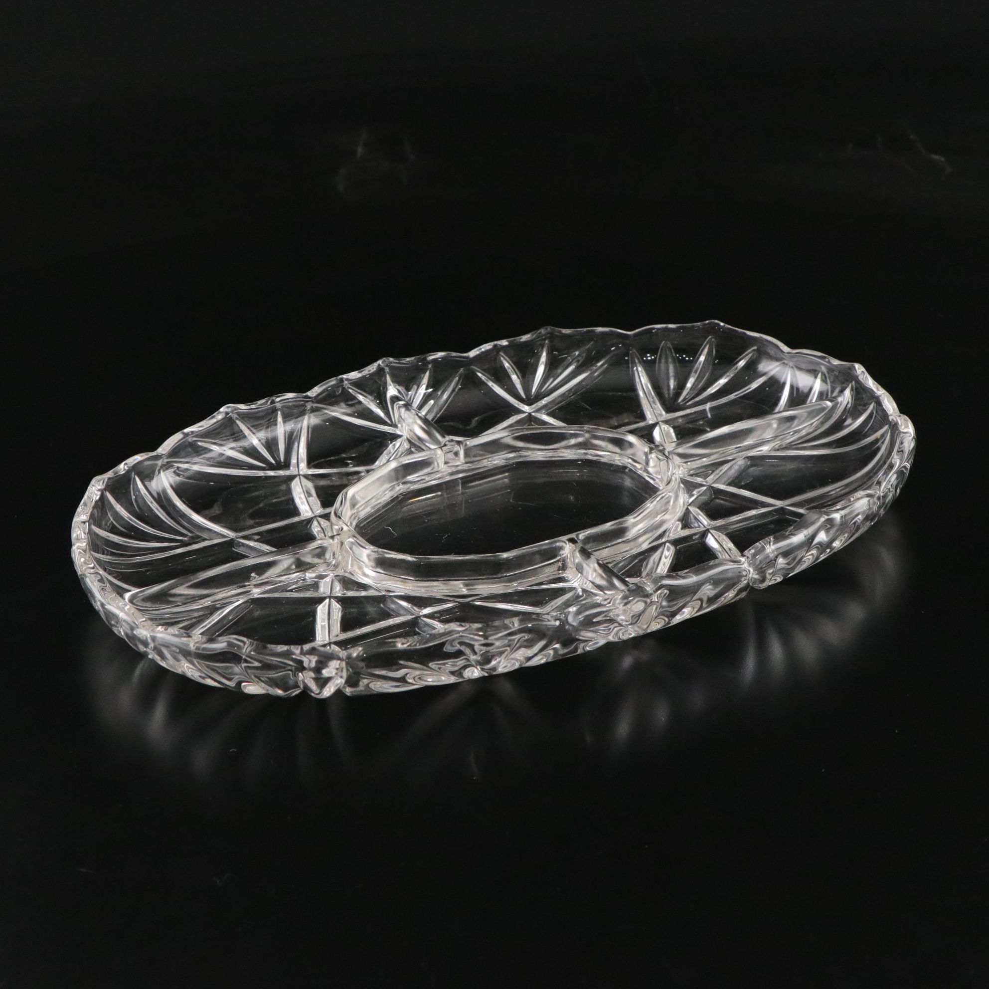 Tiffany & Co. Rock Cut Crystal Plate, Mikasa "Hampshire" Relish Dish & More