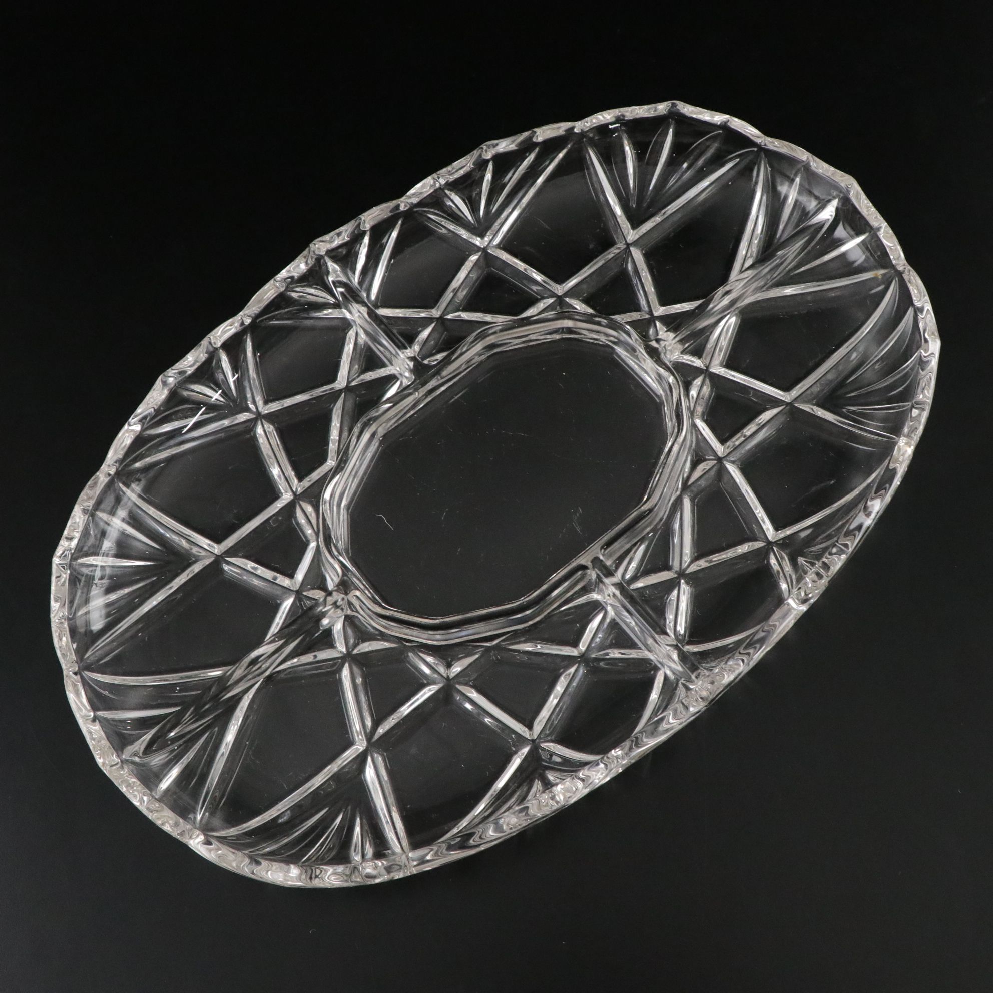 Tiffany & Co. Rock Cut Crystal Plate, Mikasa "Hampshire" Relish Dish & More