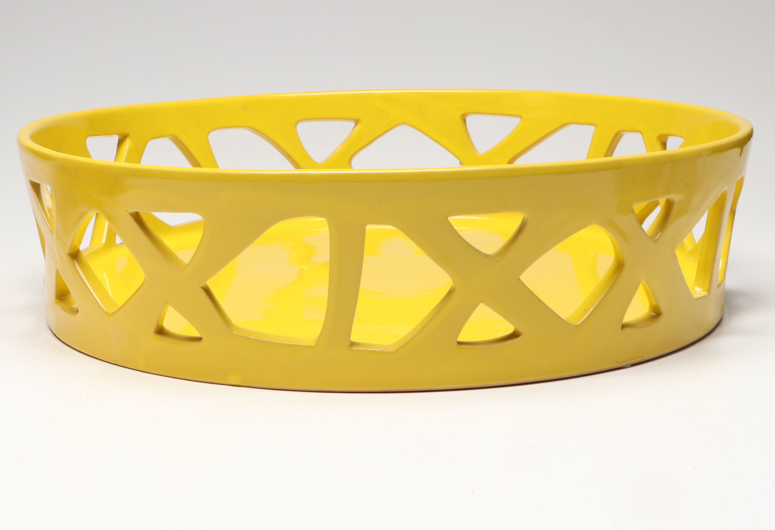 Geometric Yellow Ceramic Vases with Bottles and Tray