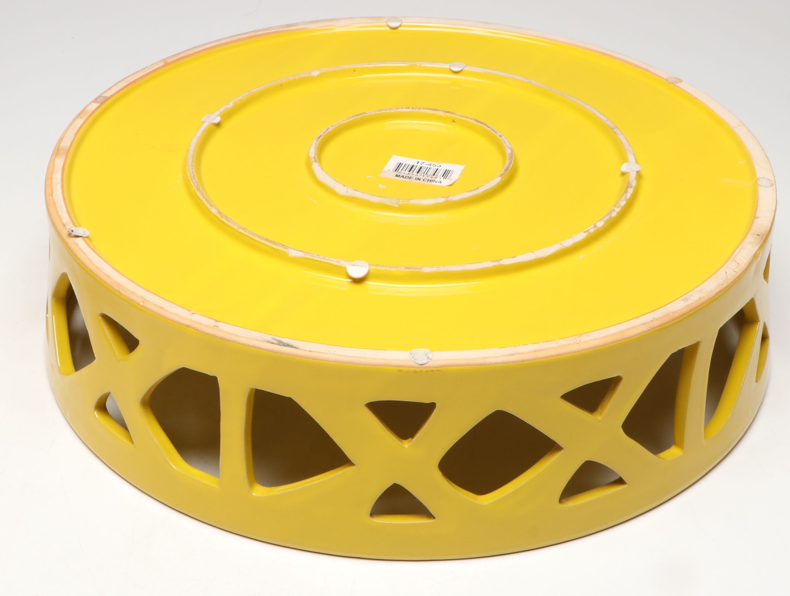 Geometric Yellow Ceramic Vases with Bottles and Tray