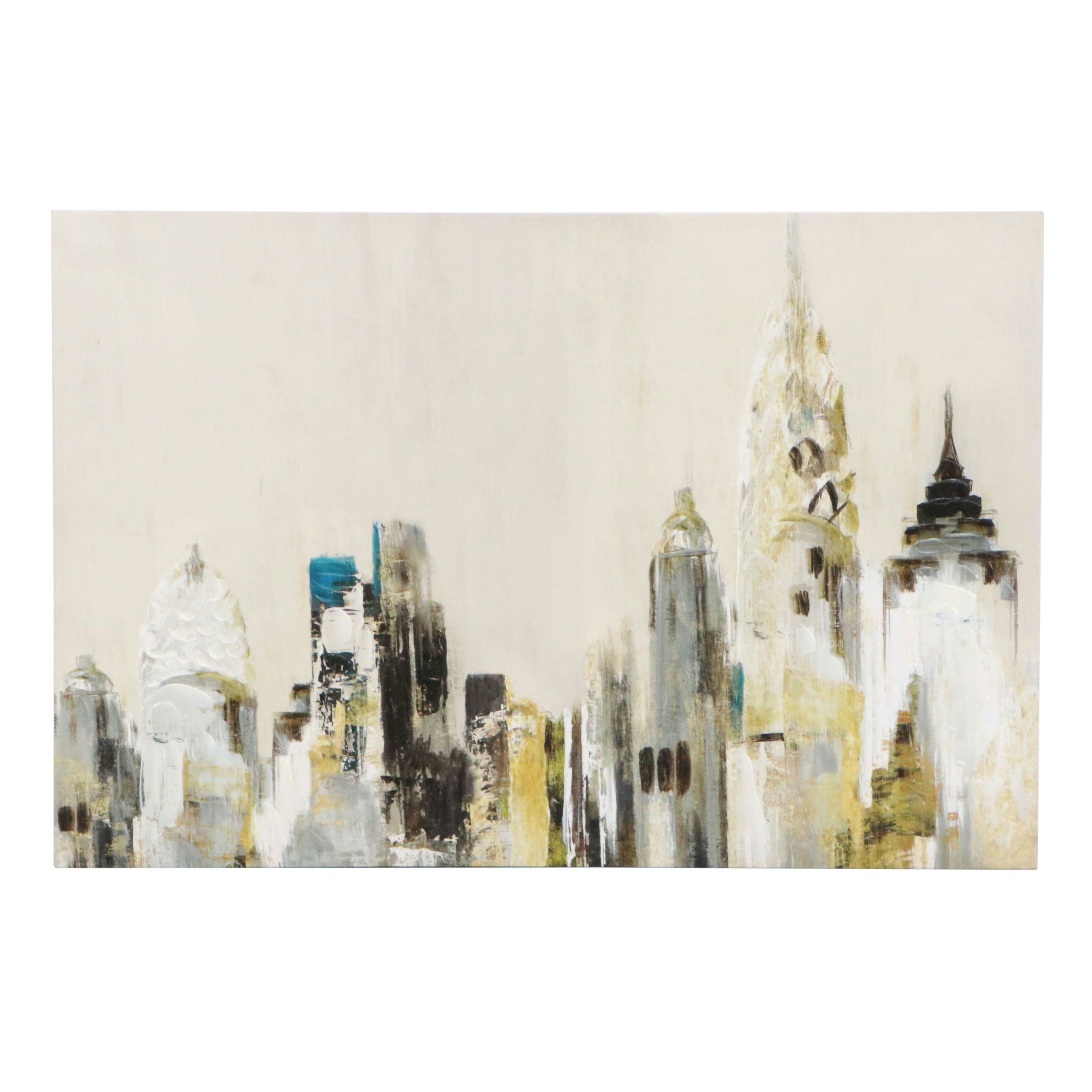 After Valeria Mravyan Embellished Giclée "Golden Cityscape"