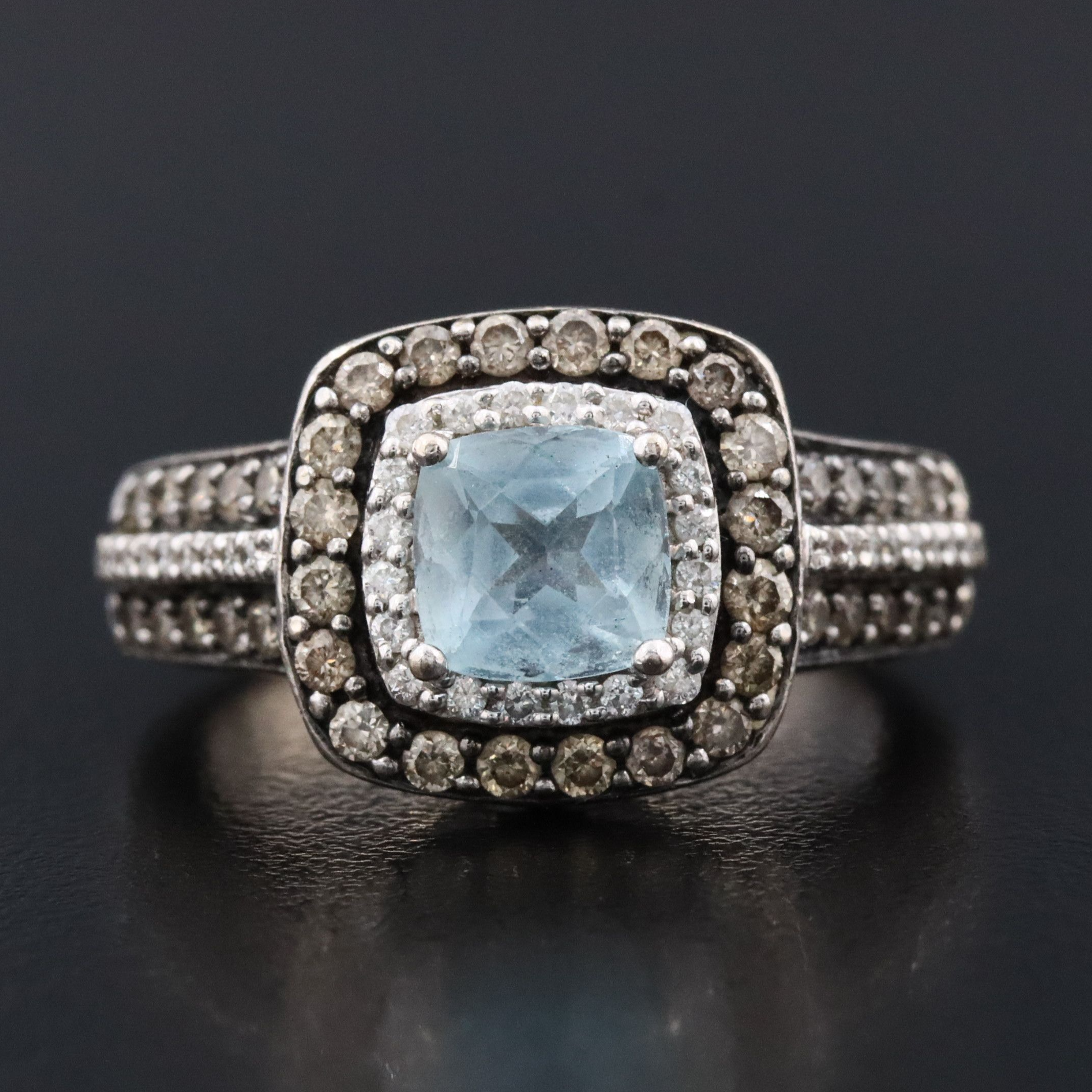 Le Vian 14K Aquamarine and Diamond Ring Featuring Fancy Brown