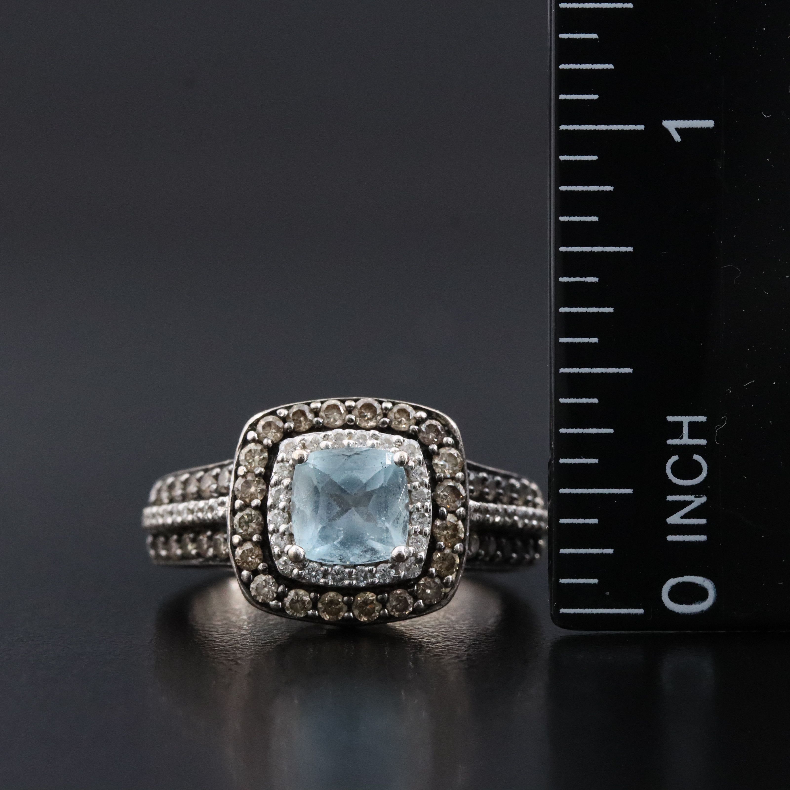 Le Vian 14K Aquamarine and Diamond Ring Featuring Fancy Brown