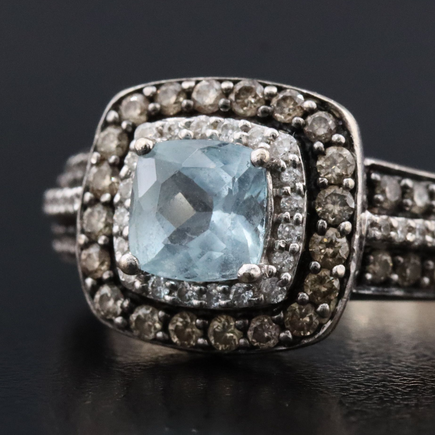 Le Vian 14K Aquamarine and Diamond Ring Featuring Fancy Brown