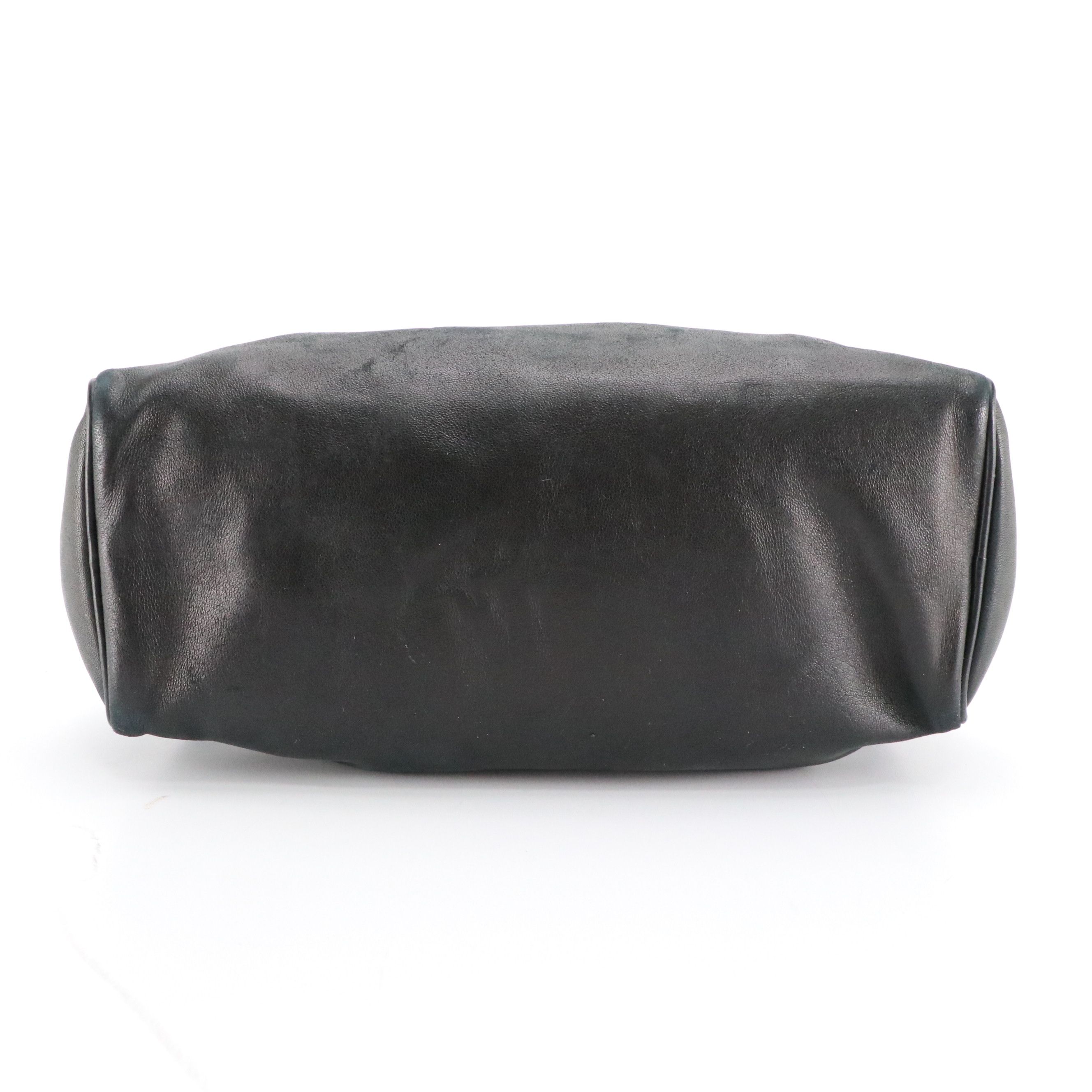 Prada Zippered Shoulder Bag in Black Lambskin Leather