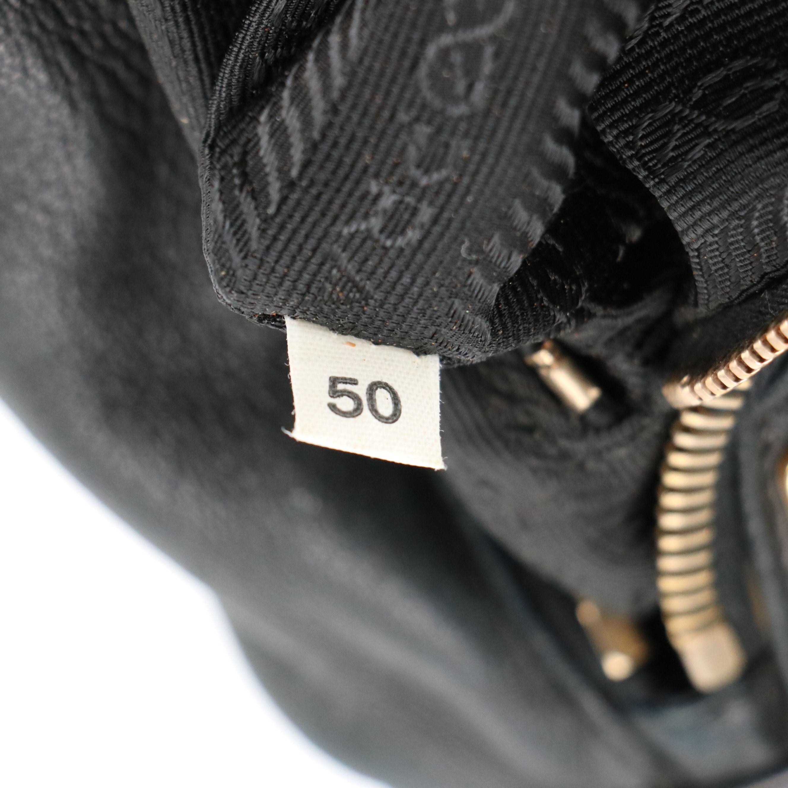 Prada Zippered Shoulder Bag in Black Lambskin Leather