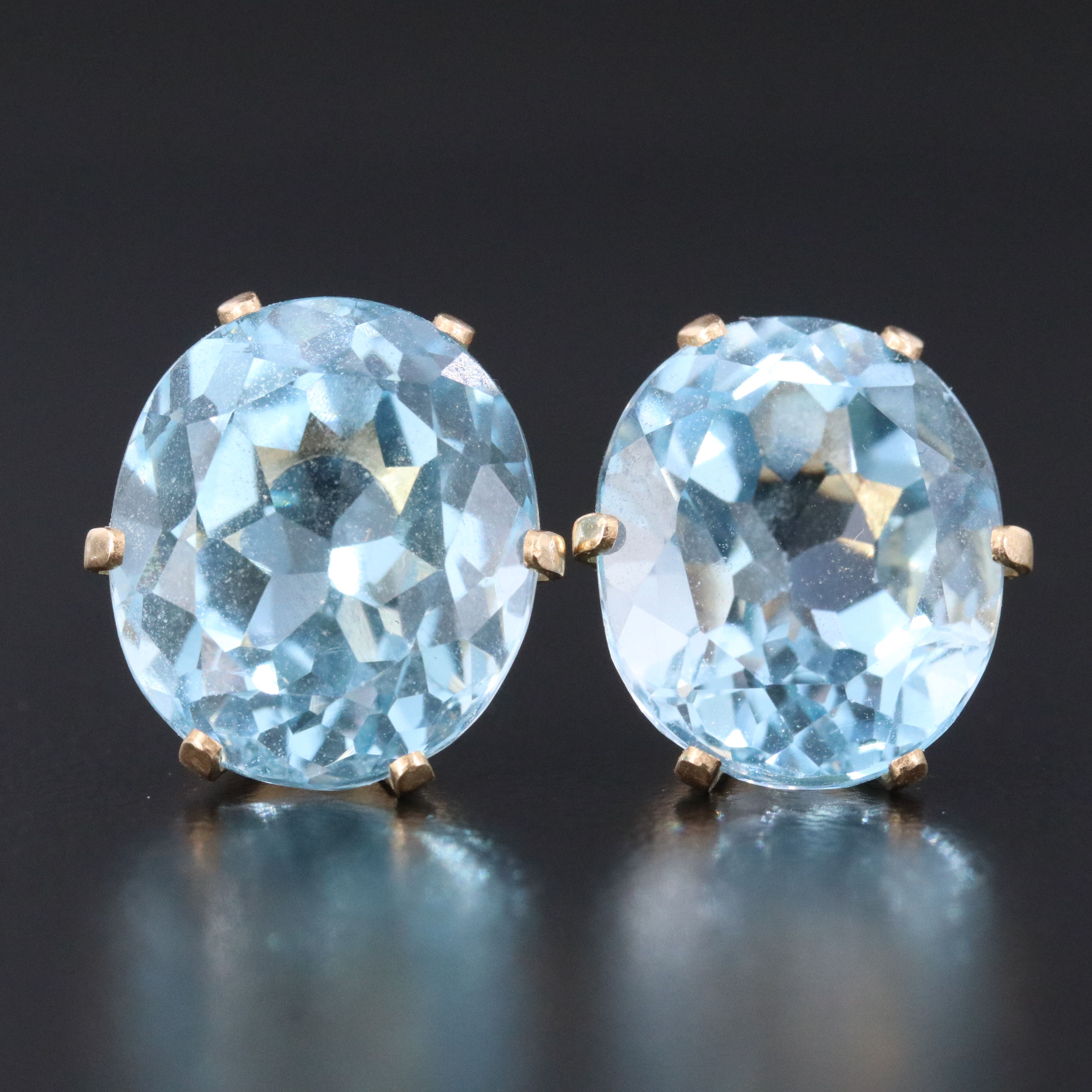 14K 20.10 CTW Blue Topaz Stud Earrings