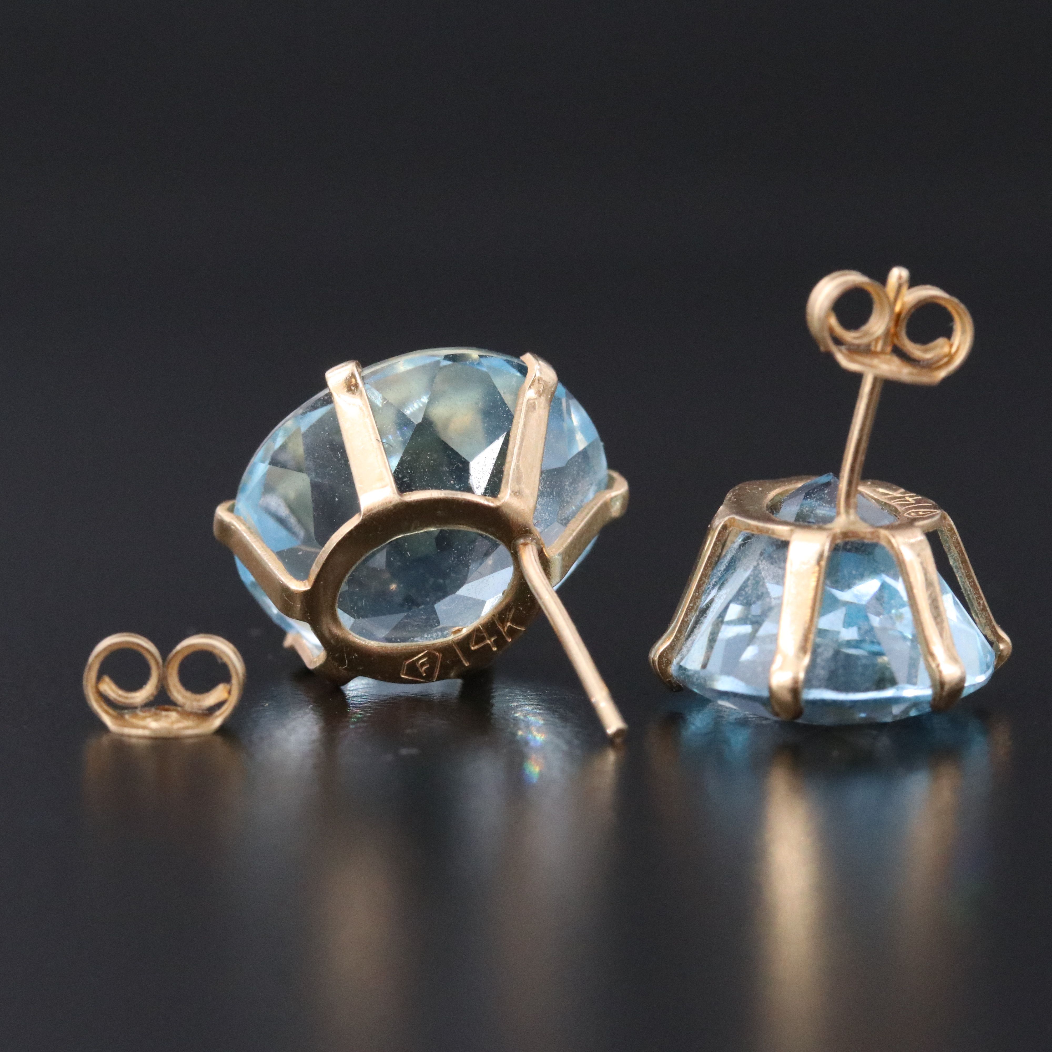 14K 20.10 CTW Blue Topaz Stud Earrings