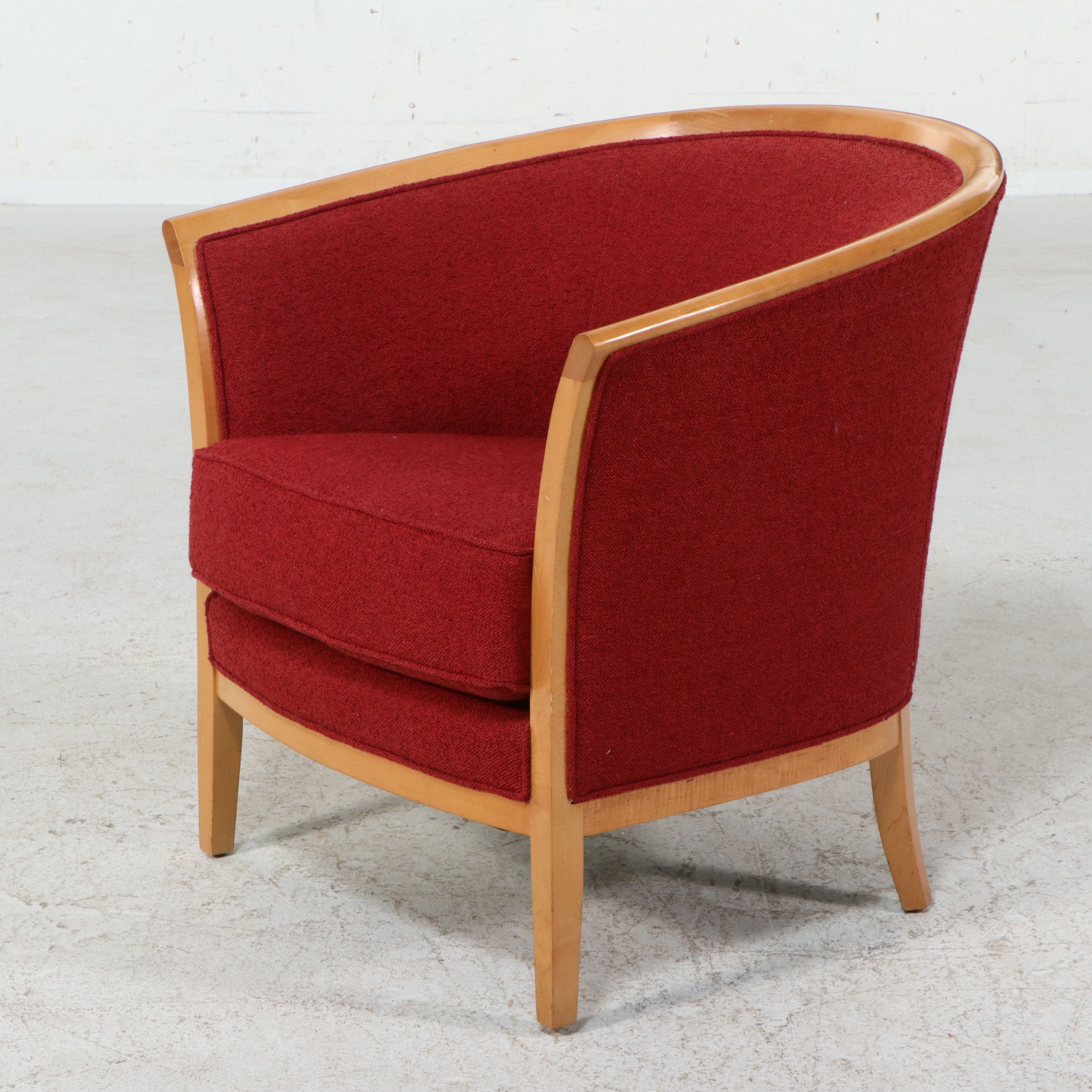 Contemporary Upholstered Barrel-Back Armchair