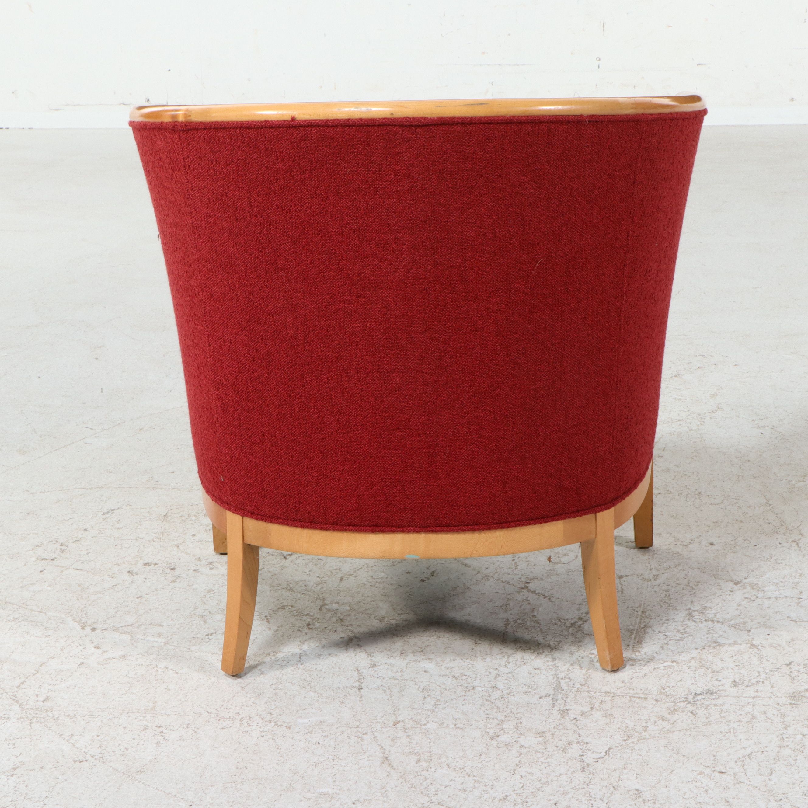 Contemporary Upholstered Barrel-Back Armchair
