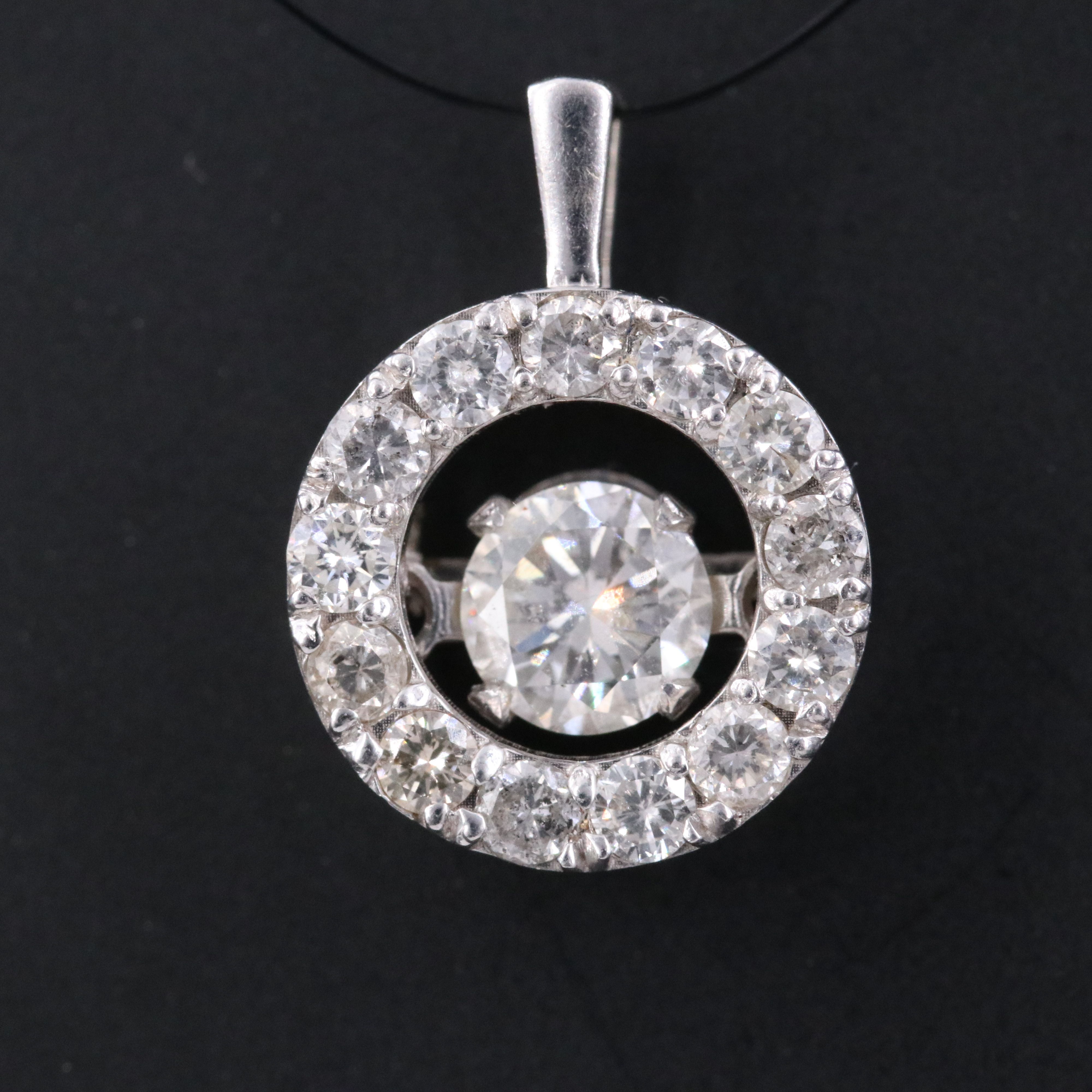 14K 1.03 CTW Diamond Circle Pendant with Trembler