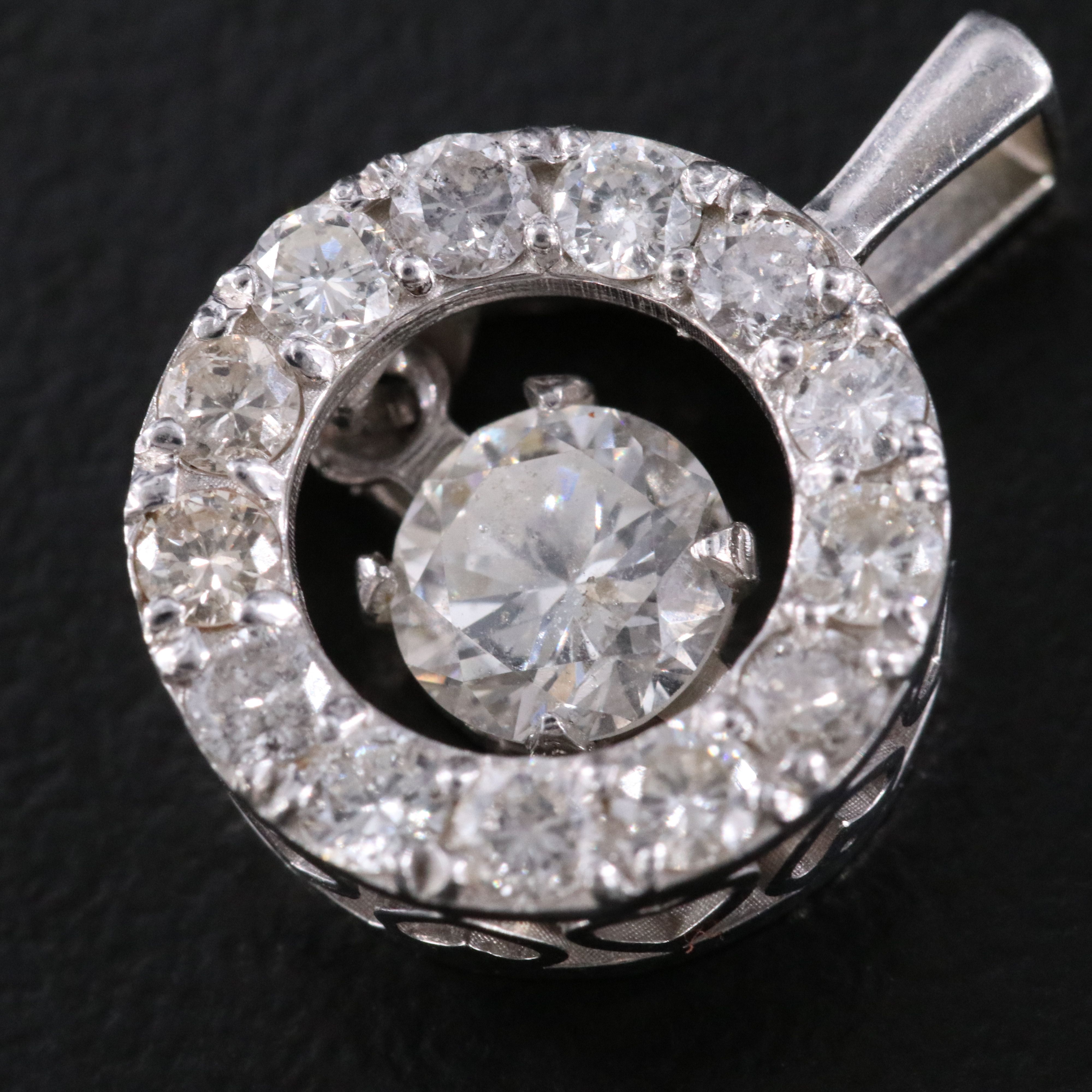 14K 1.03 CTW Diamond Circle Pendant with Trembler