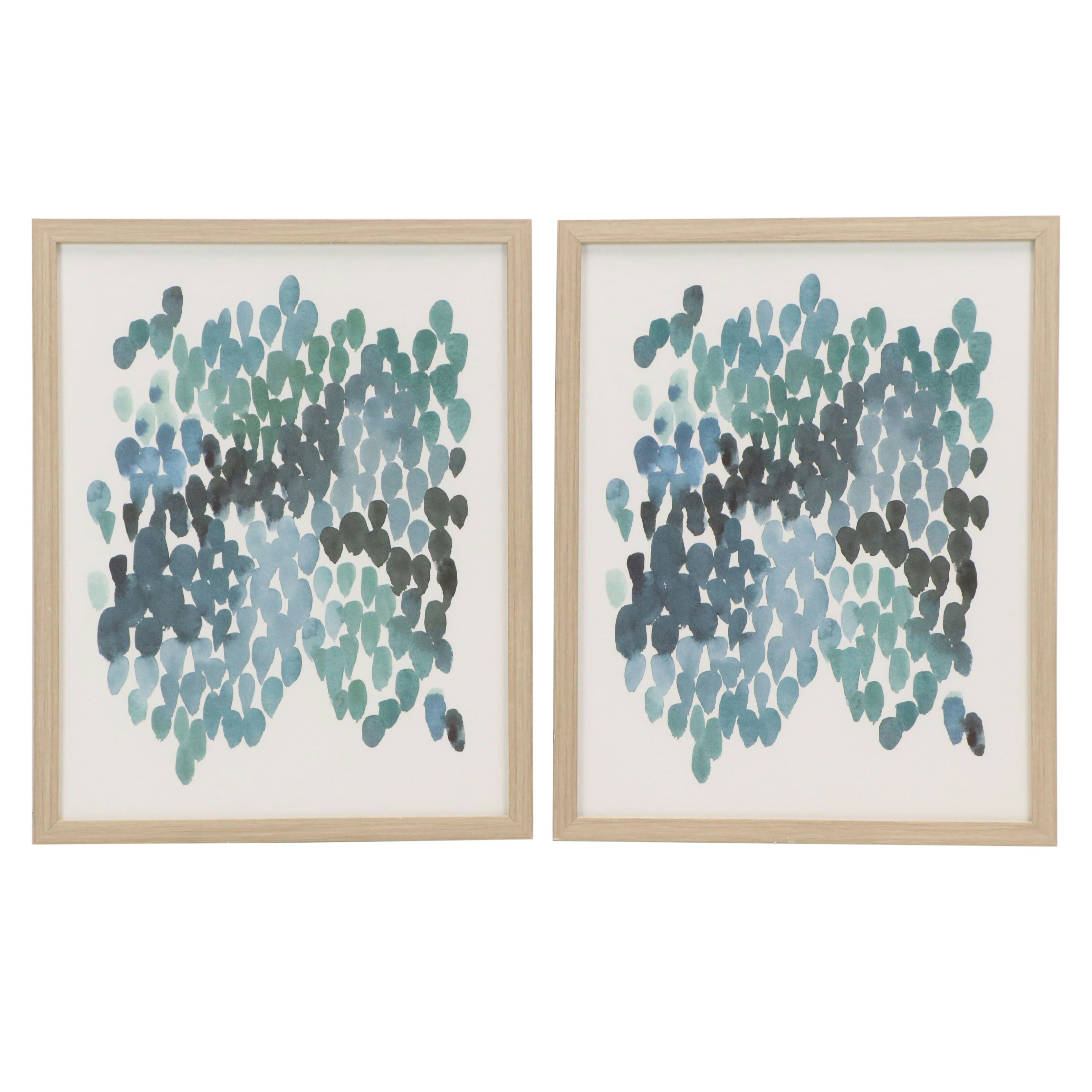 Set of Abstract Minimalist Offset Lithographs, 21st Century