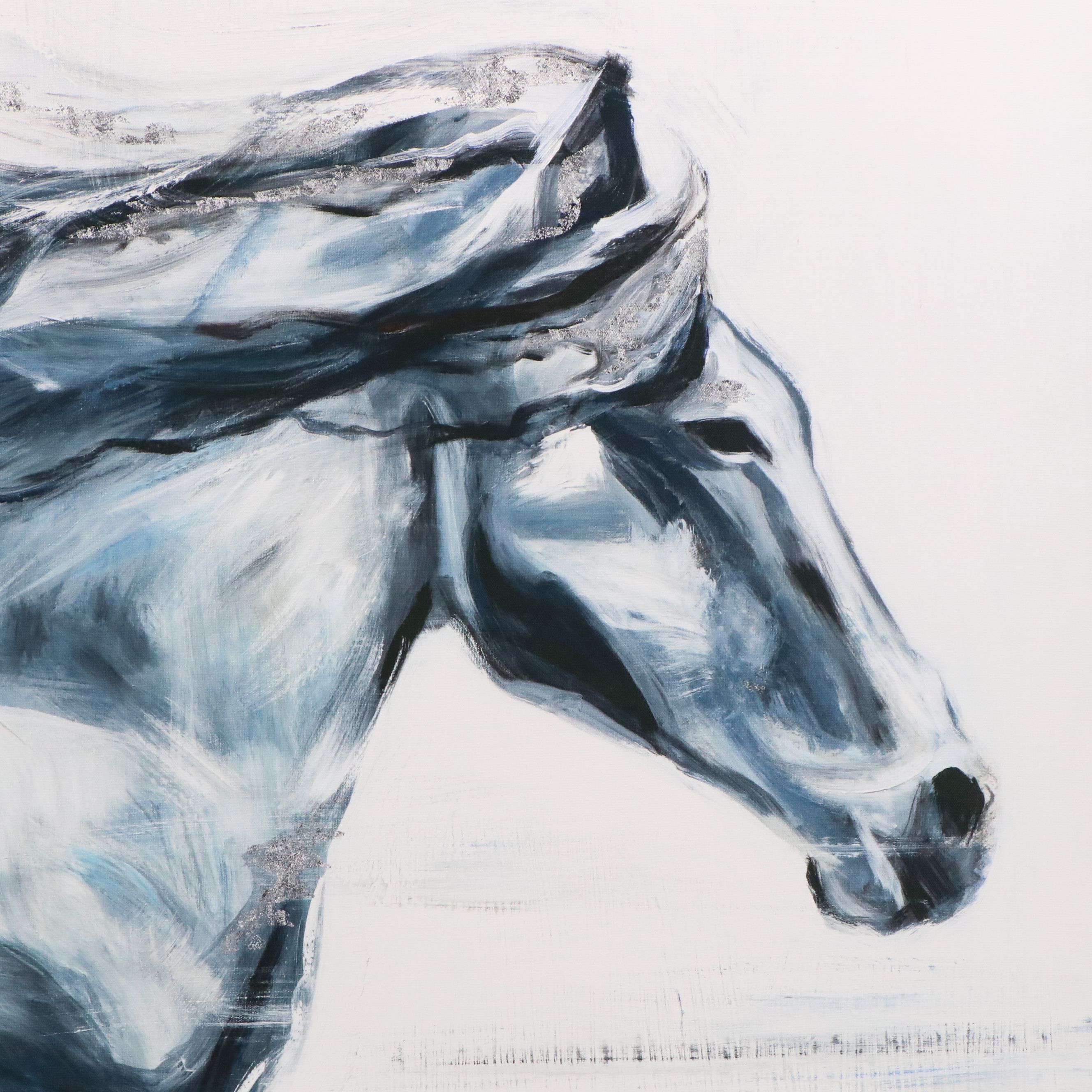 Embellished Giclée on Canvas of Running Horse, 21st Century