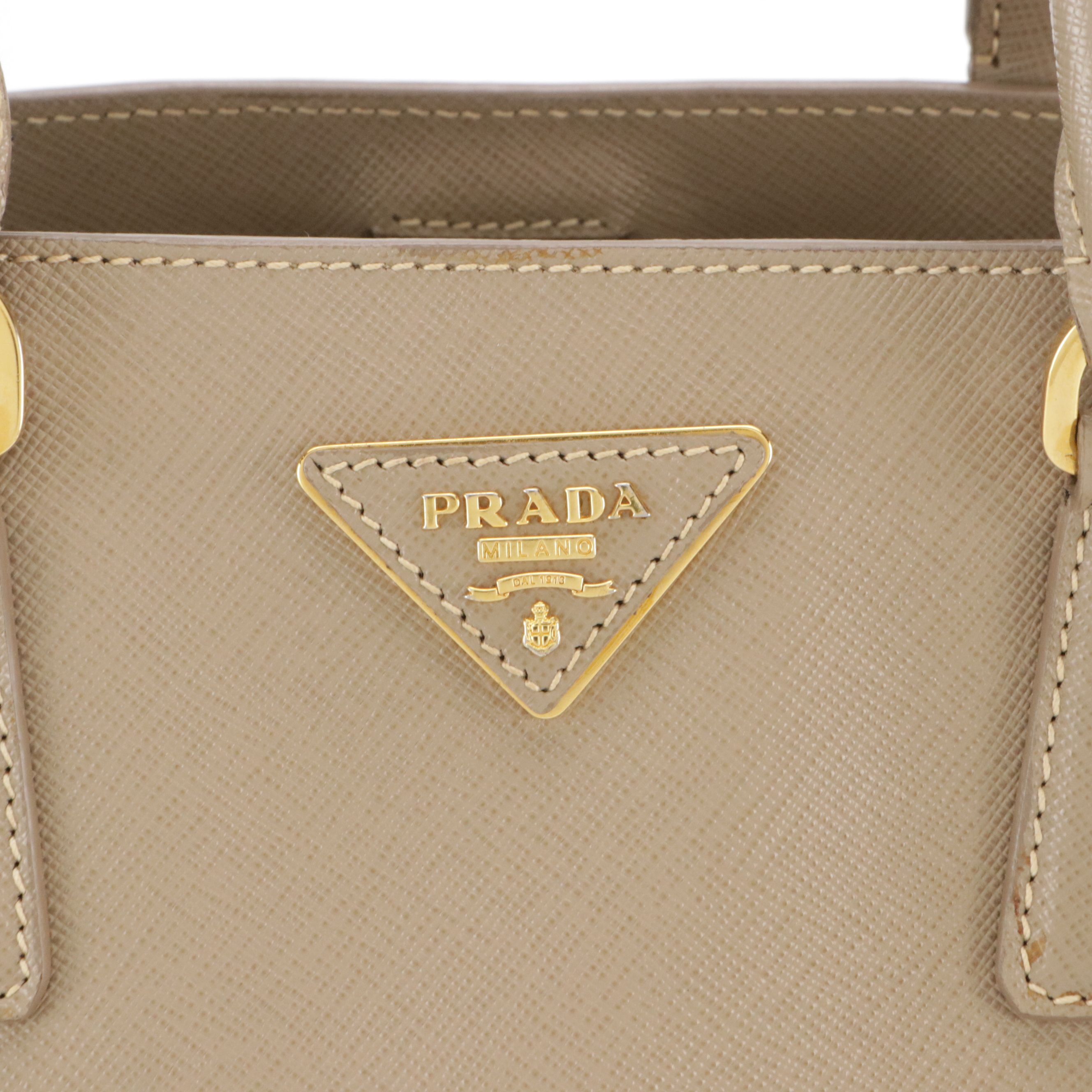 Prada Two-Way Shopping Tote Bag in Taupe Saffiano Leather