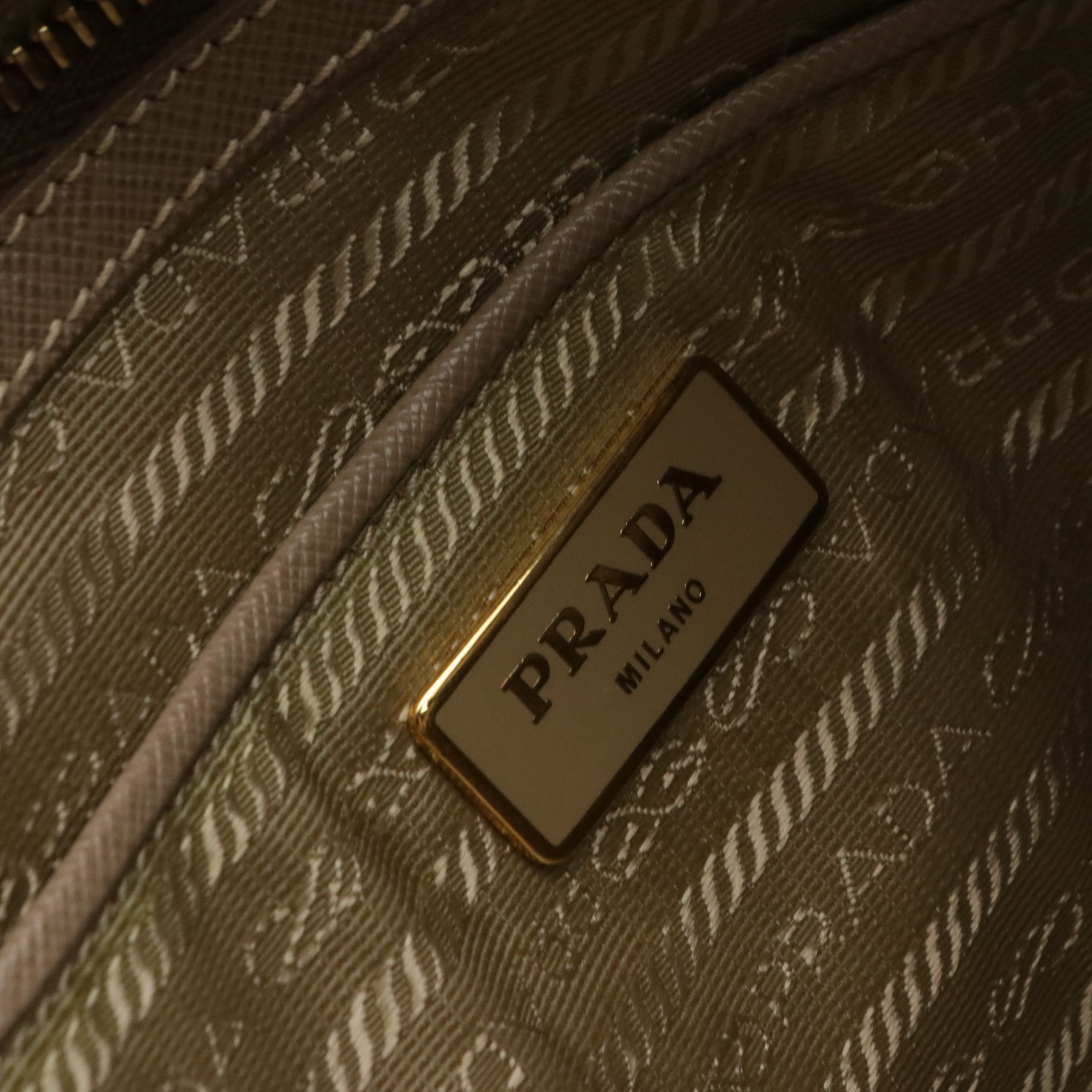 Prada Two-Way Shopping Tote Bag in Taupe Saffiano Leather