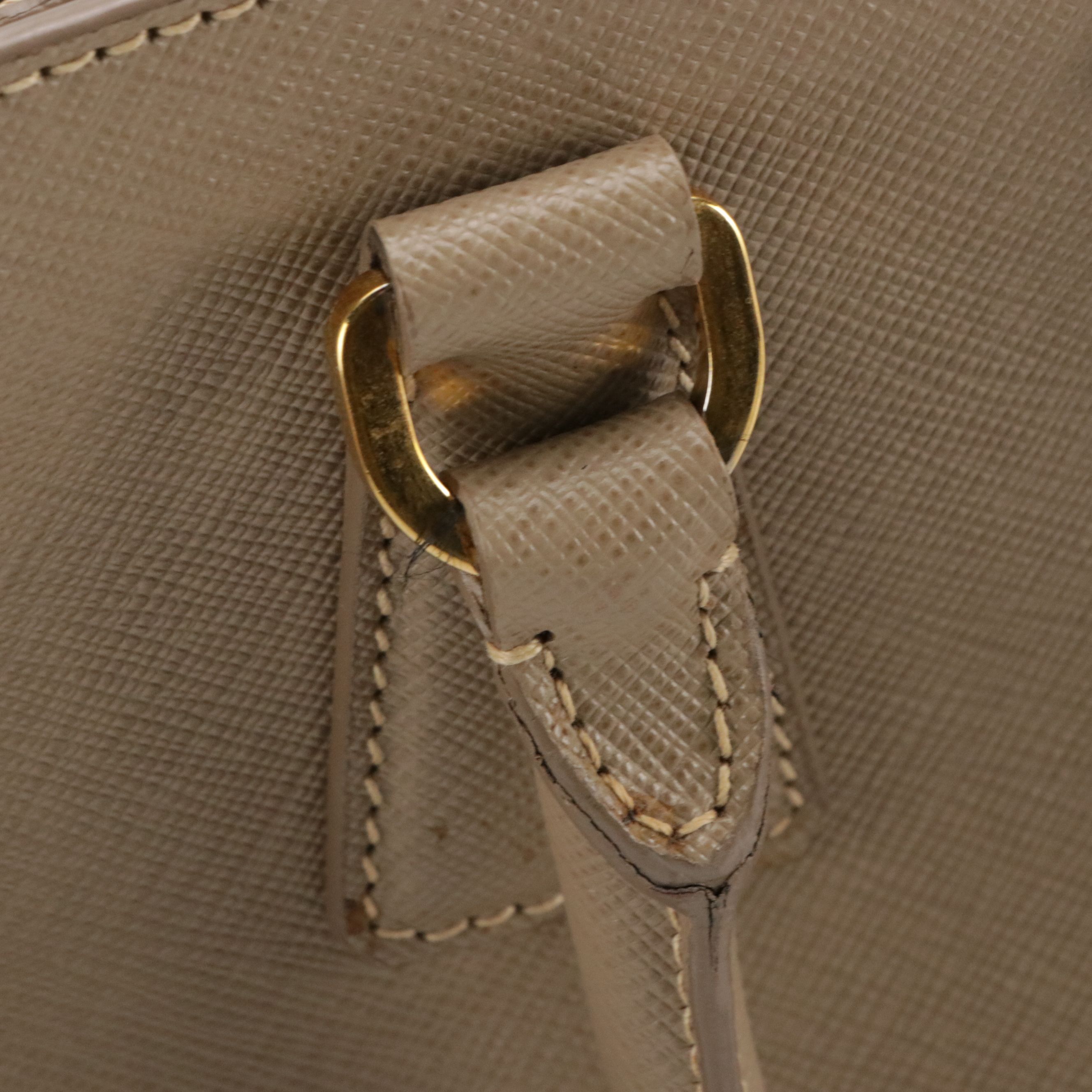 Prada Two-Way Shopping Tote Bag in Taupe Saffiano Leather