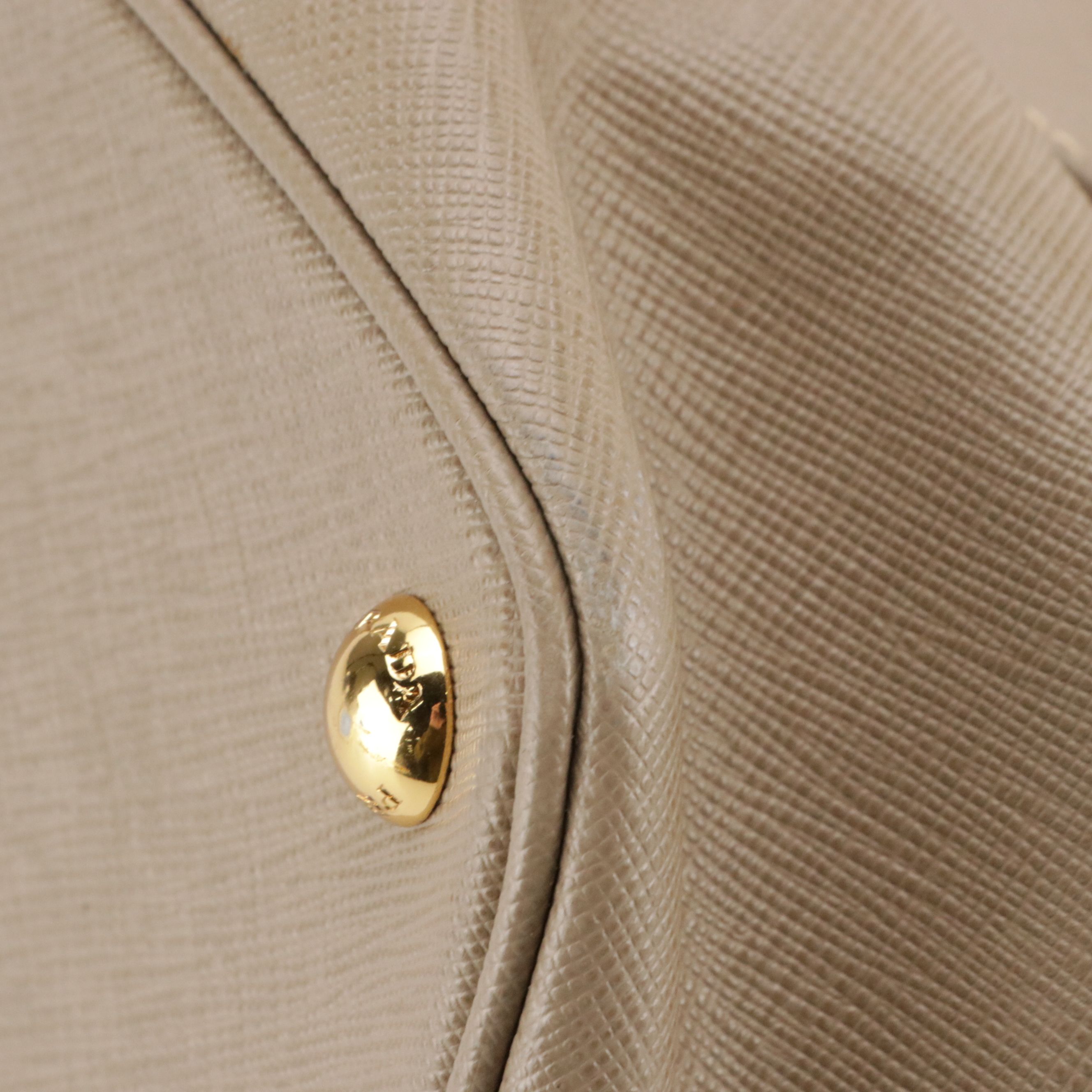 Prada Two-Way Shopping Tote Bag in Taupe Saffiano Leather