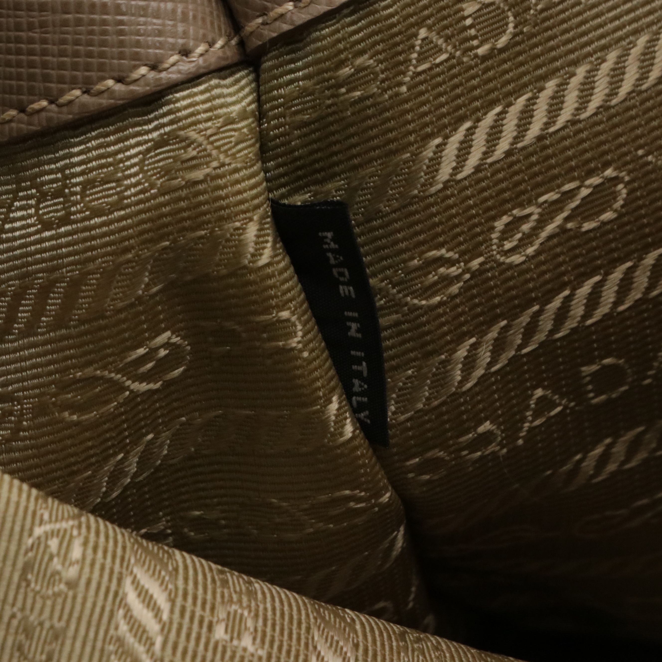 Prada Two-Way Shopping Tote Bag in Taupe Saffiano Leather