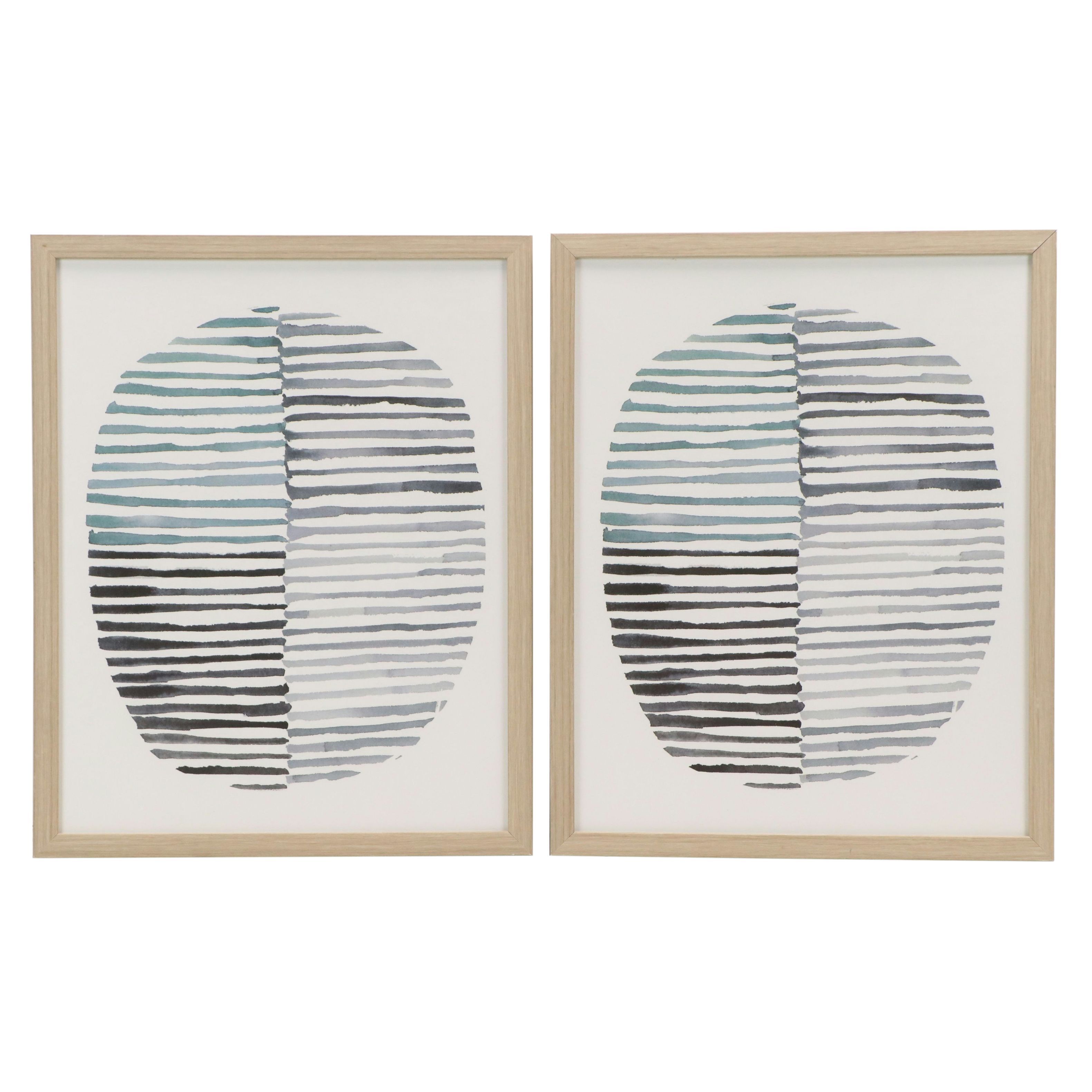 Set of Abstract Minimalist Offset Lithographs, 21st Century