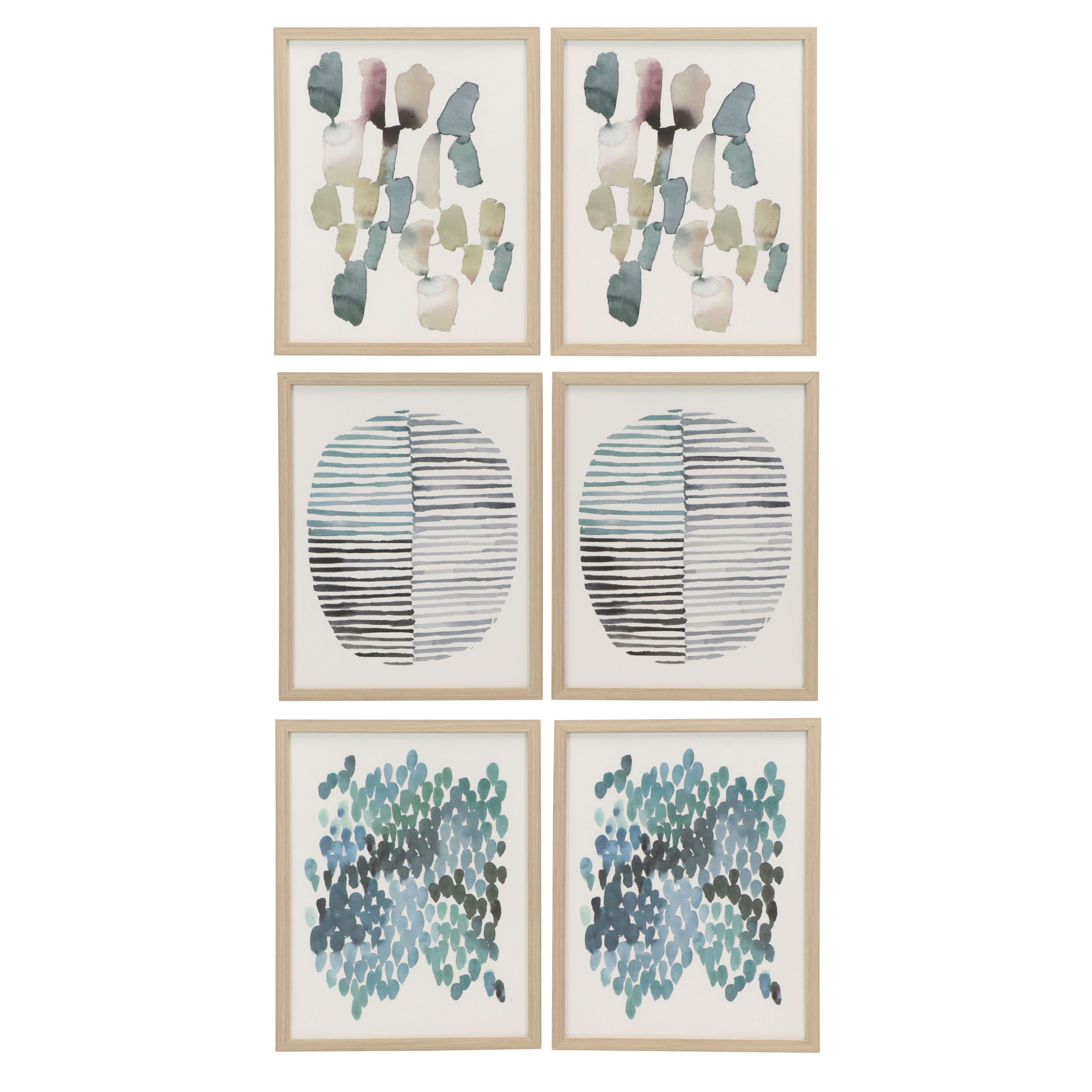 Set of Abstract Minimalist Offset Lithographs, 21st Century