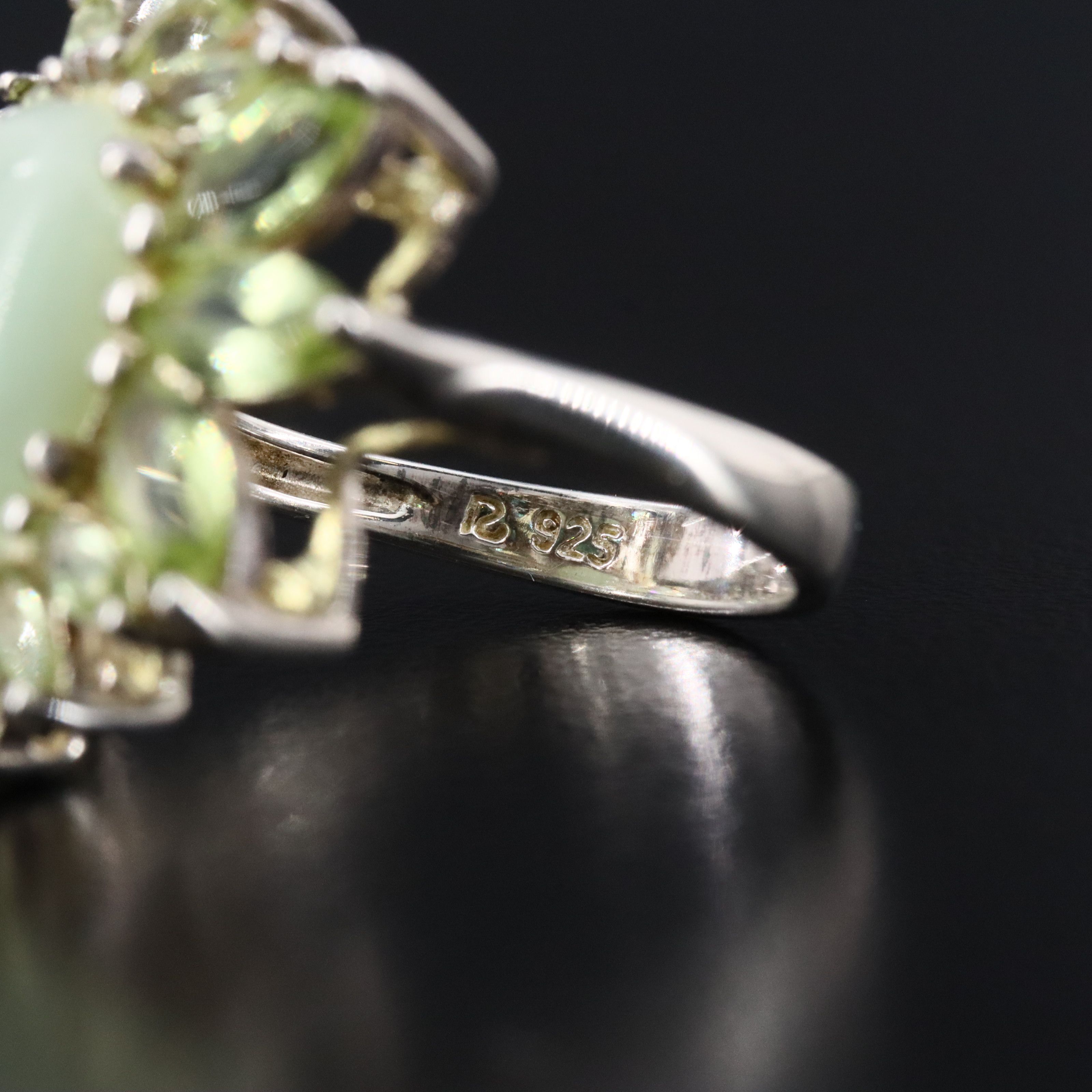 Sterling Jadeite and Peridot Ring