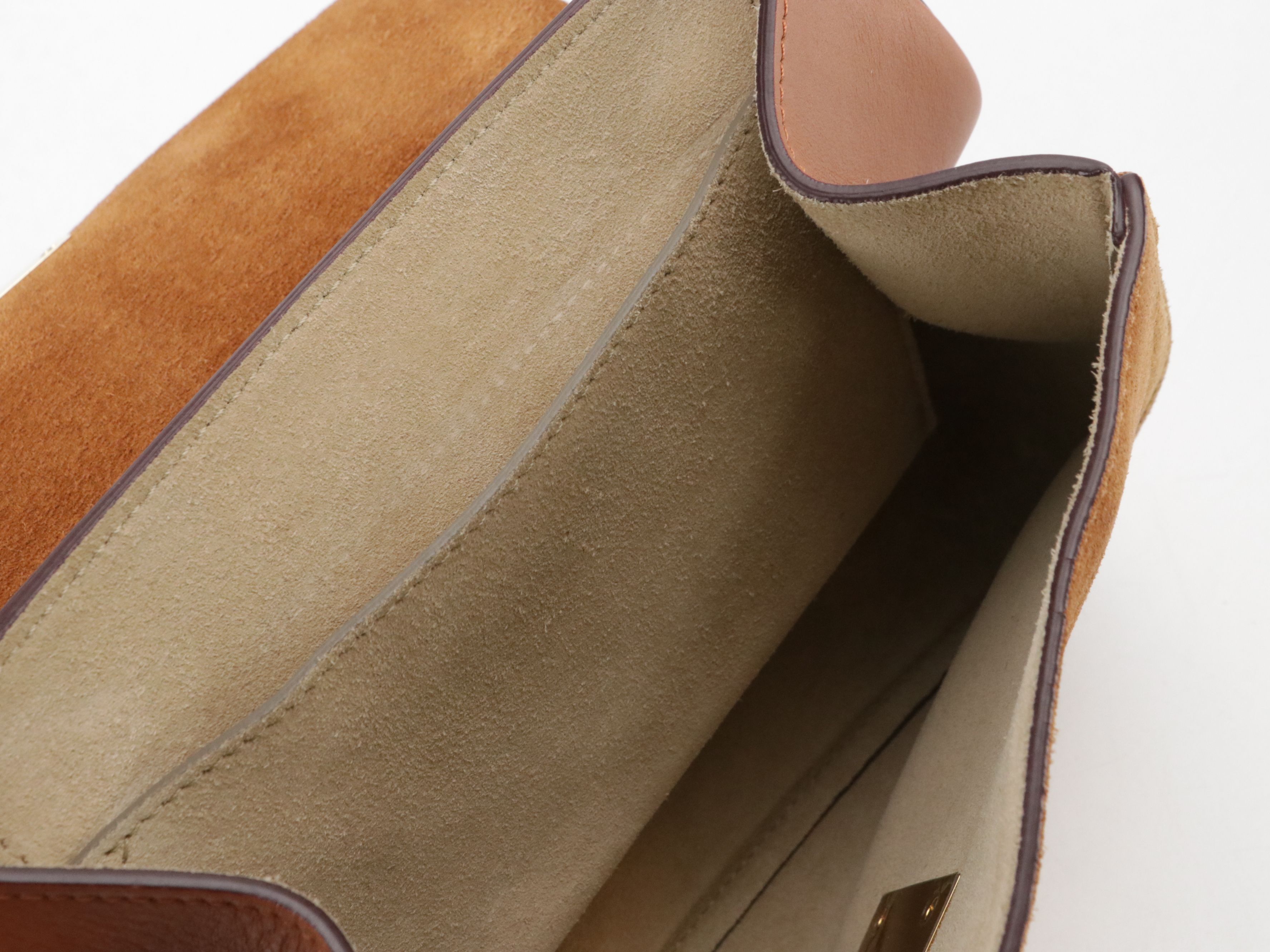 Chloé Drew Crossbody Bag in Brown Calfskin Leather and Suede