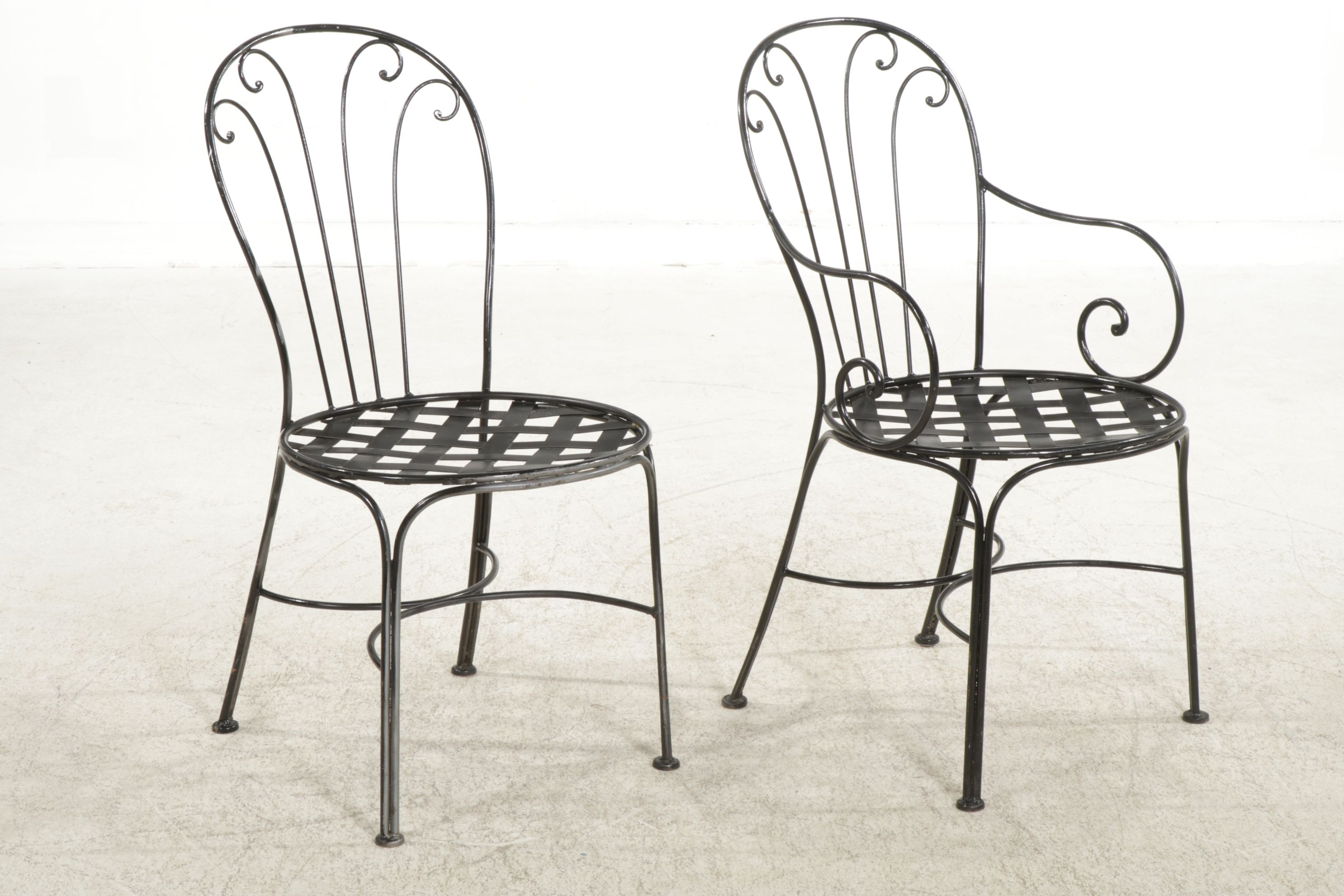 Dining Table with Industrial Hardwood Work Table Top and Four Metal Chairs