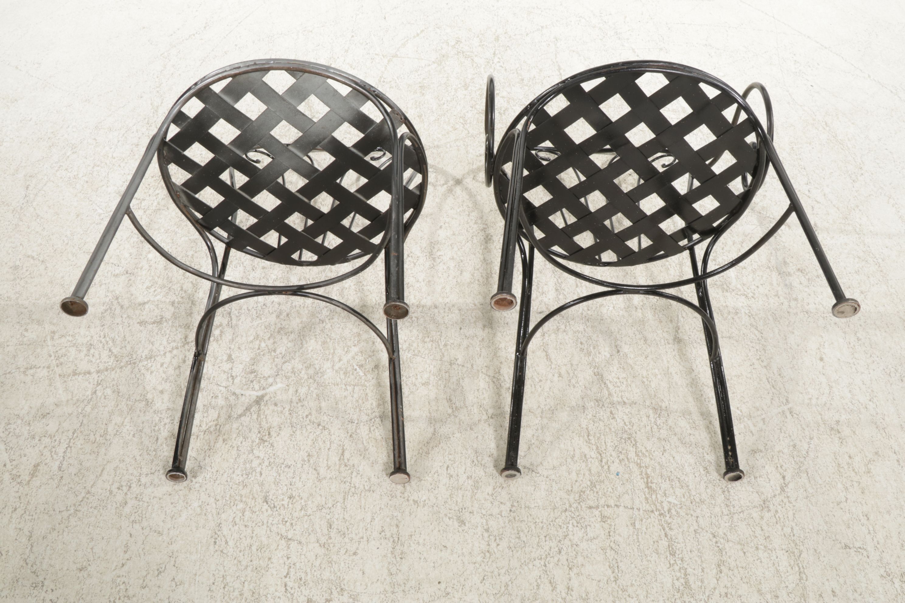 Dining Table with Industrial Hardwood Work Table Top and Four Metal Chairs