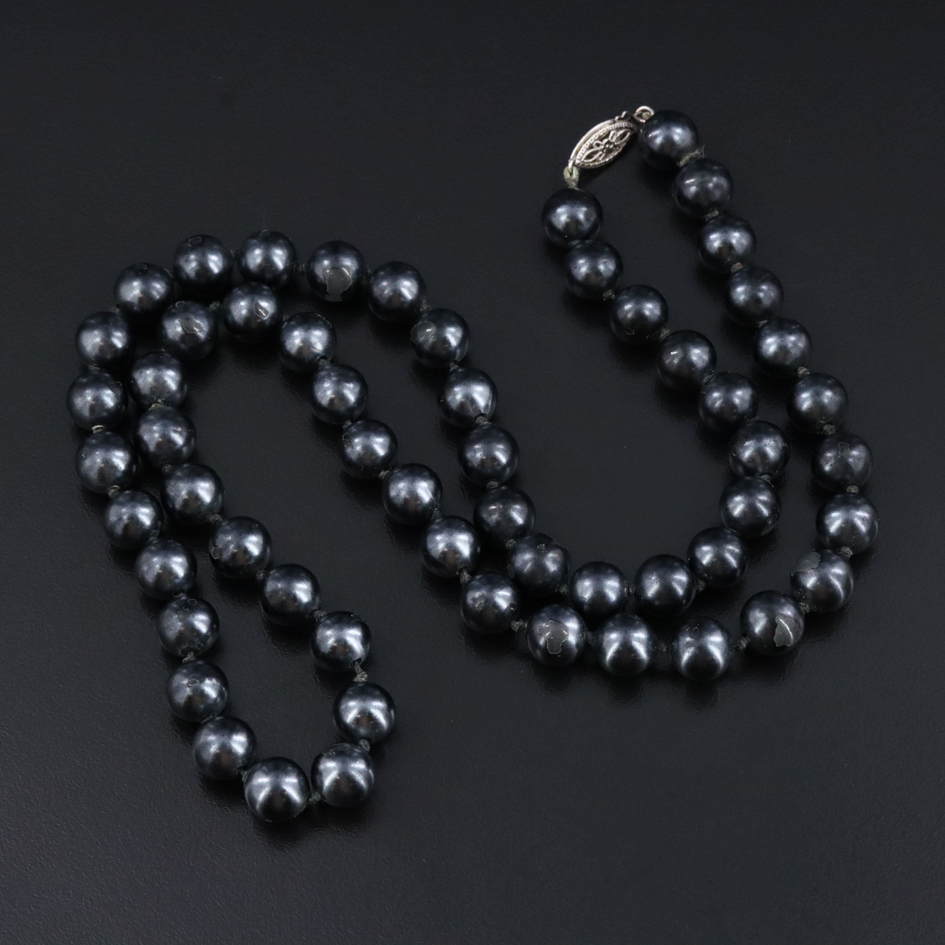 Faux Pearl Necklace with 14K Clasp