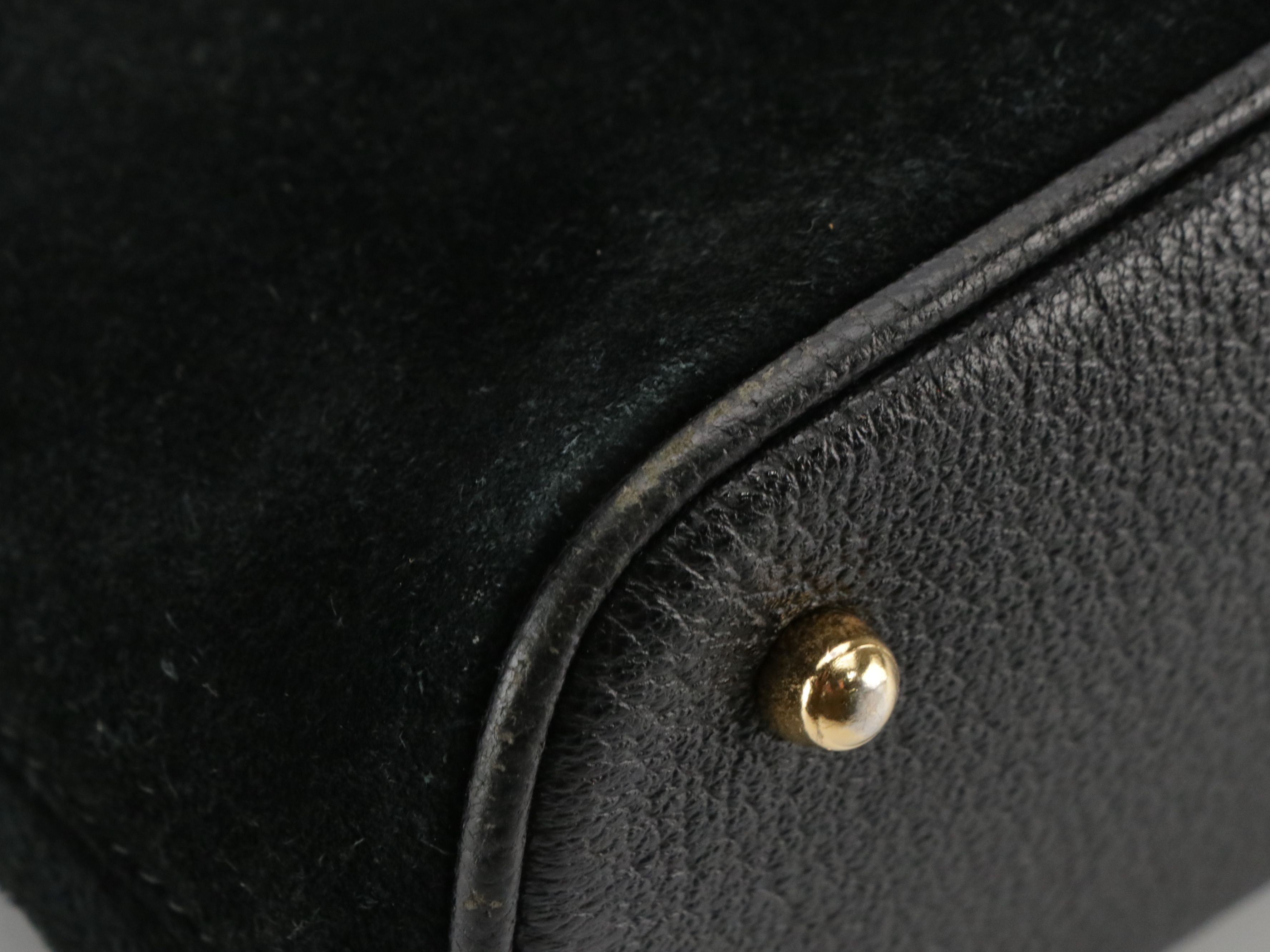 Gucci Small Domed Bamboo Handle Two-Way Bag in Black Suede and Cinghiale Leather