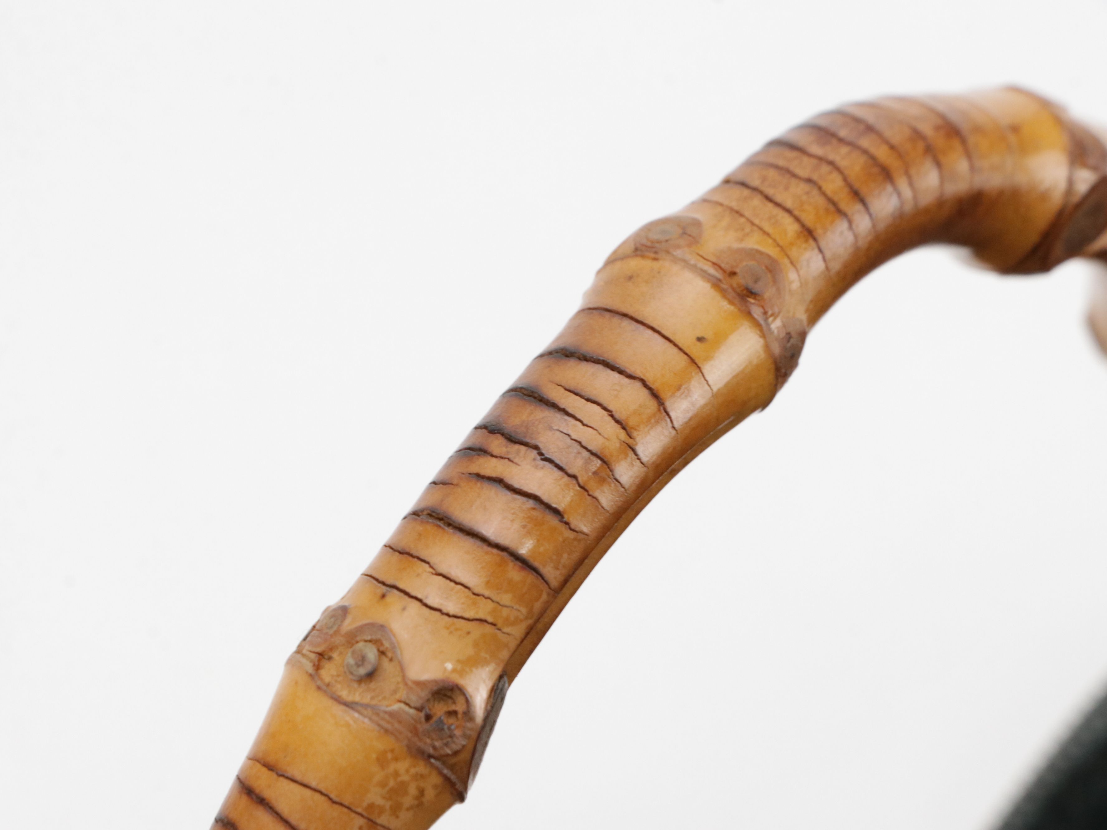 Gucci Small Domed Bamboo Handle Two-Way Bag in Black Suede and Cinghiale Leather