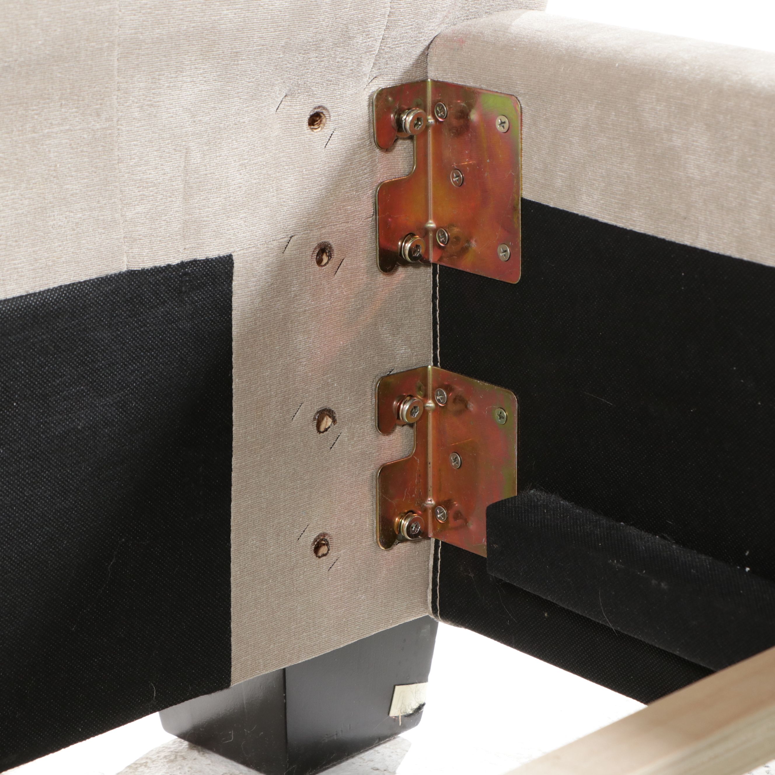 Contemporary Hollywood Regency Style Tufted Velvet King Sleigh Bed