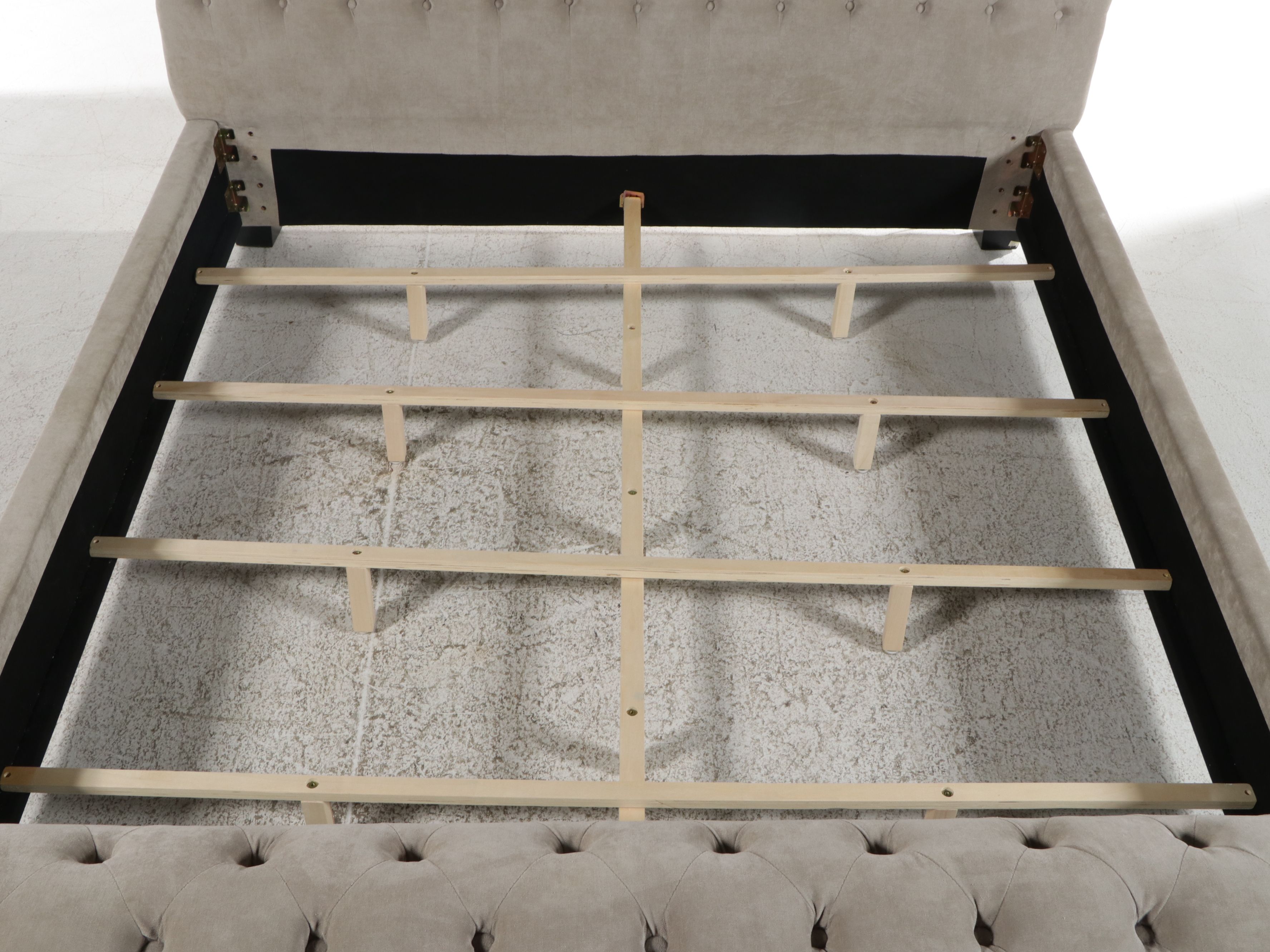 Contemporary Hollywood Regency Style Tufted Velvet King Sleigh Bed