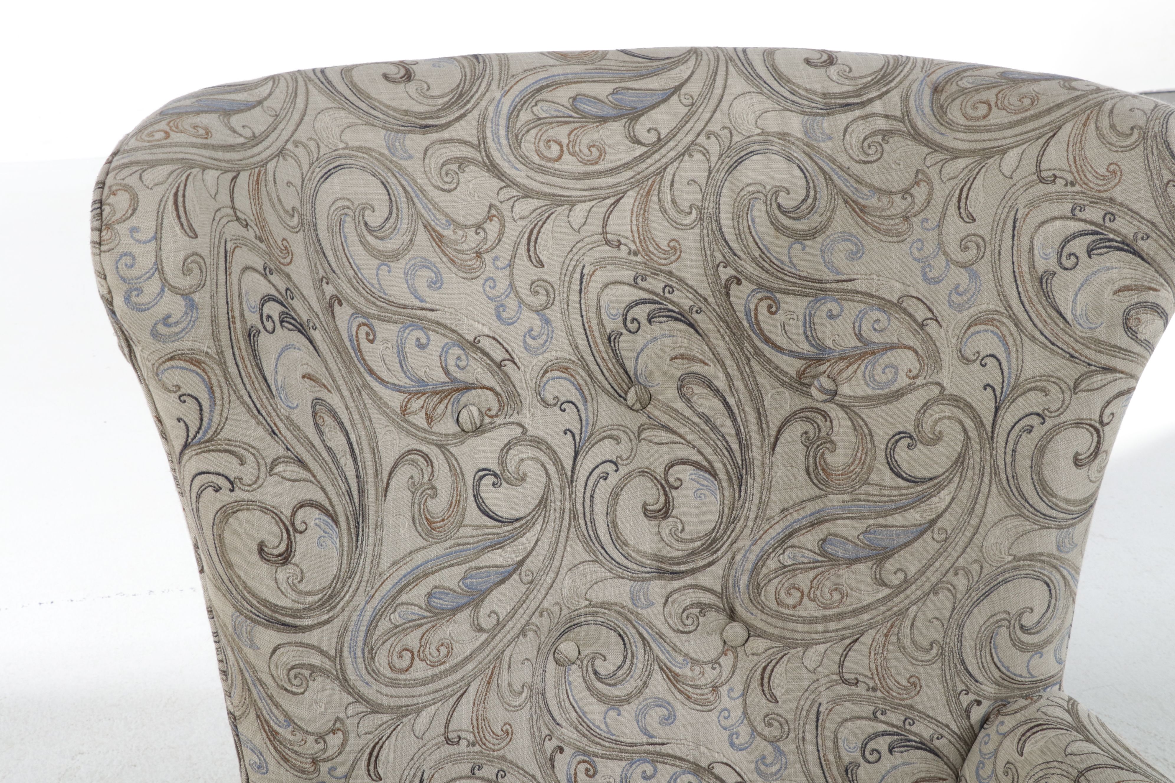 Fairfield Chair Co. Hollywood Regency Style Paisley Upholstered Armchair