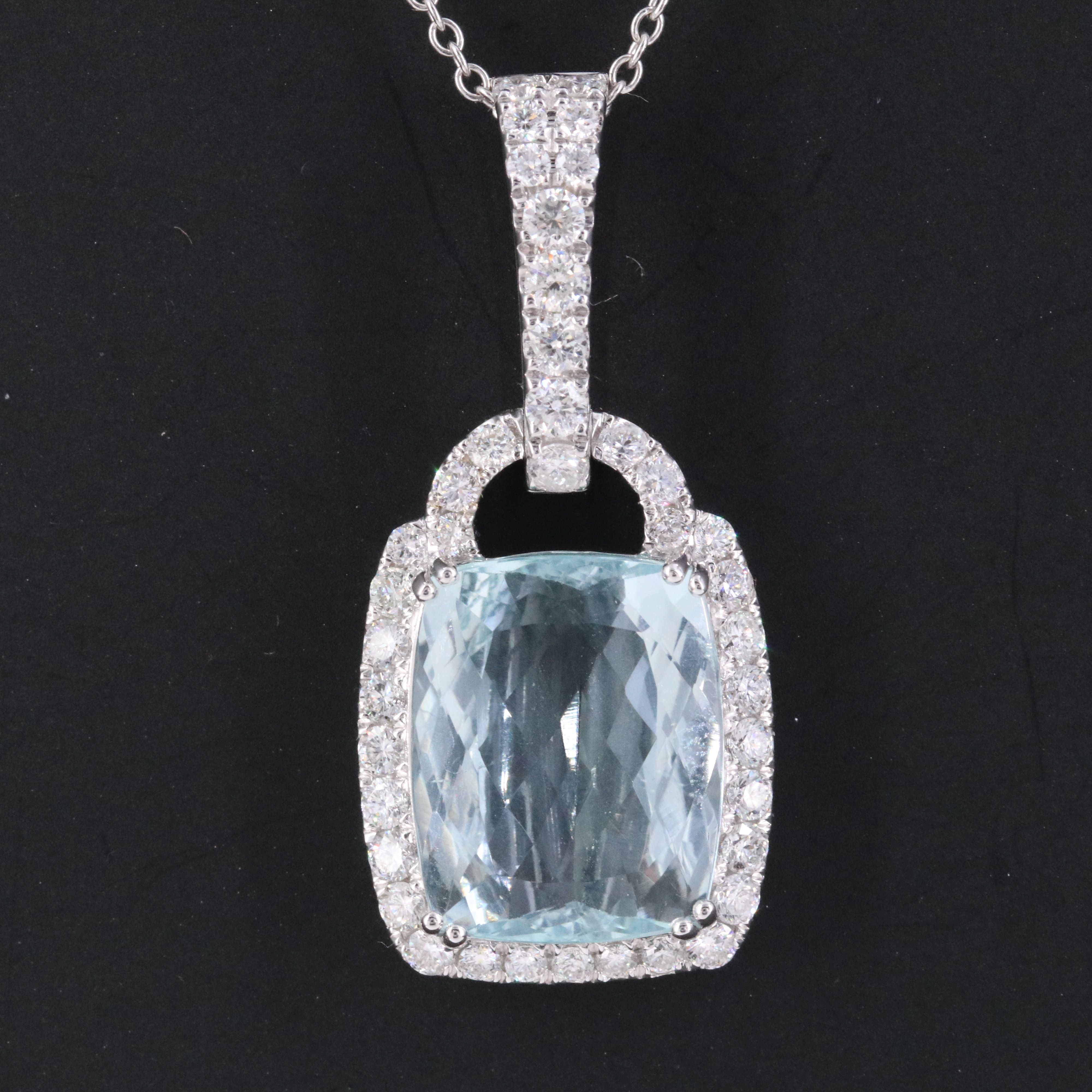 Michael Christoff 14K 10.46 CT Aquamarine and 1.53 CTW Diamond Pendant Necklace