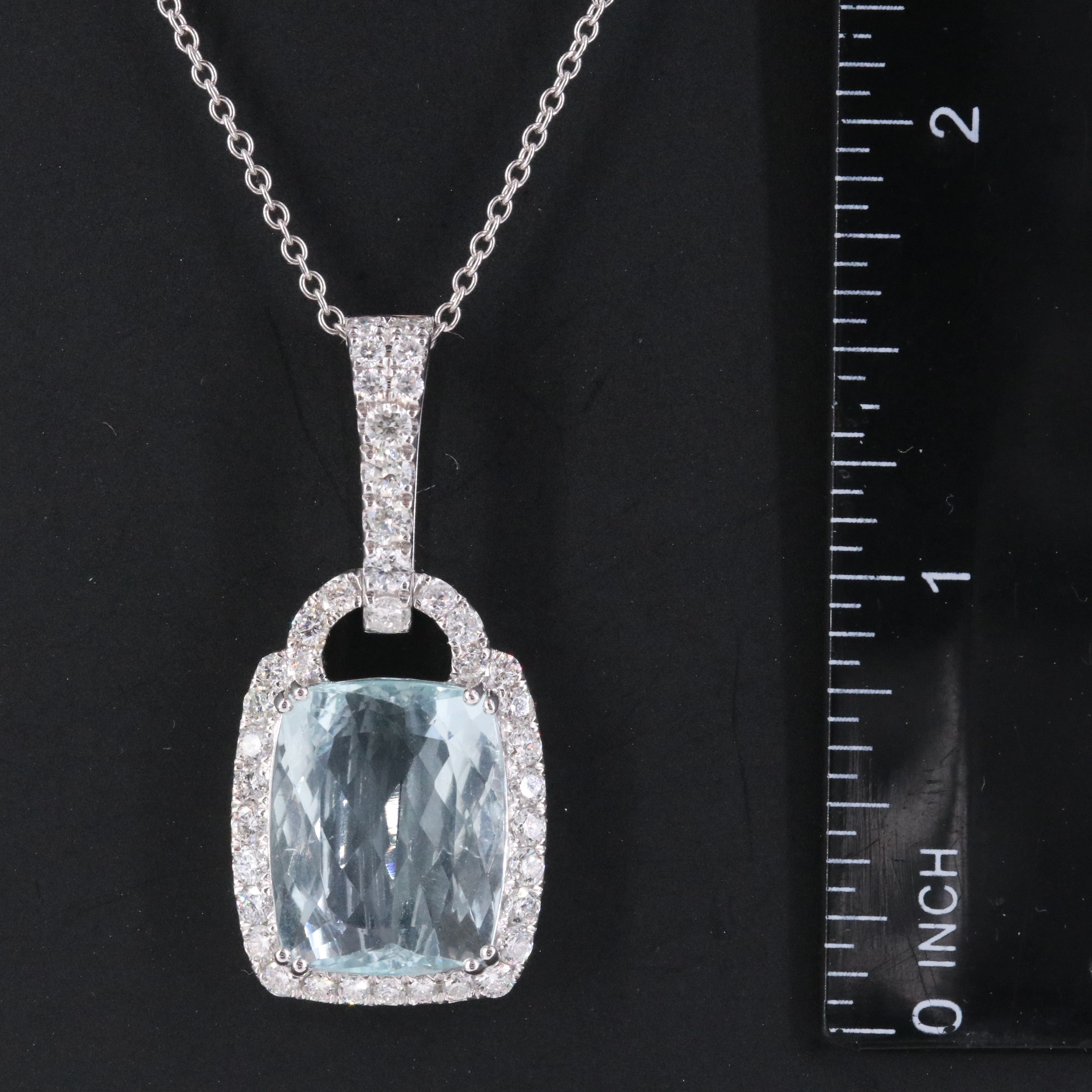 Michael Christoff 14K 10.46 CT Aquamarine and 1.53 CTW Diamond Pendant Necklace