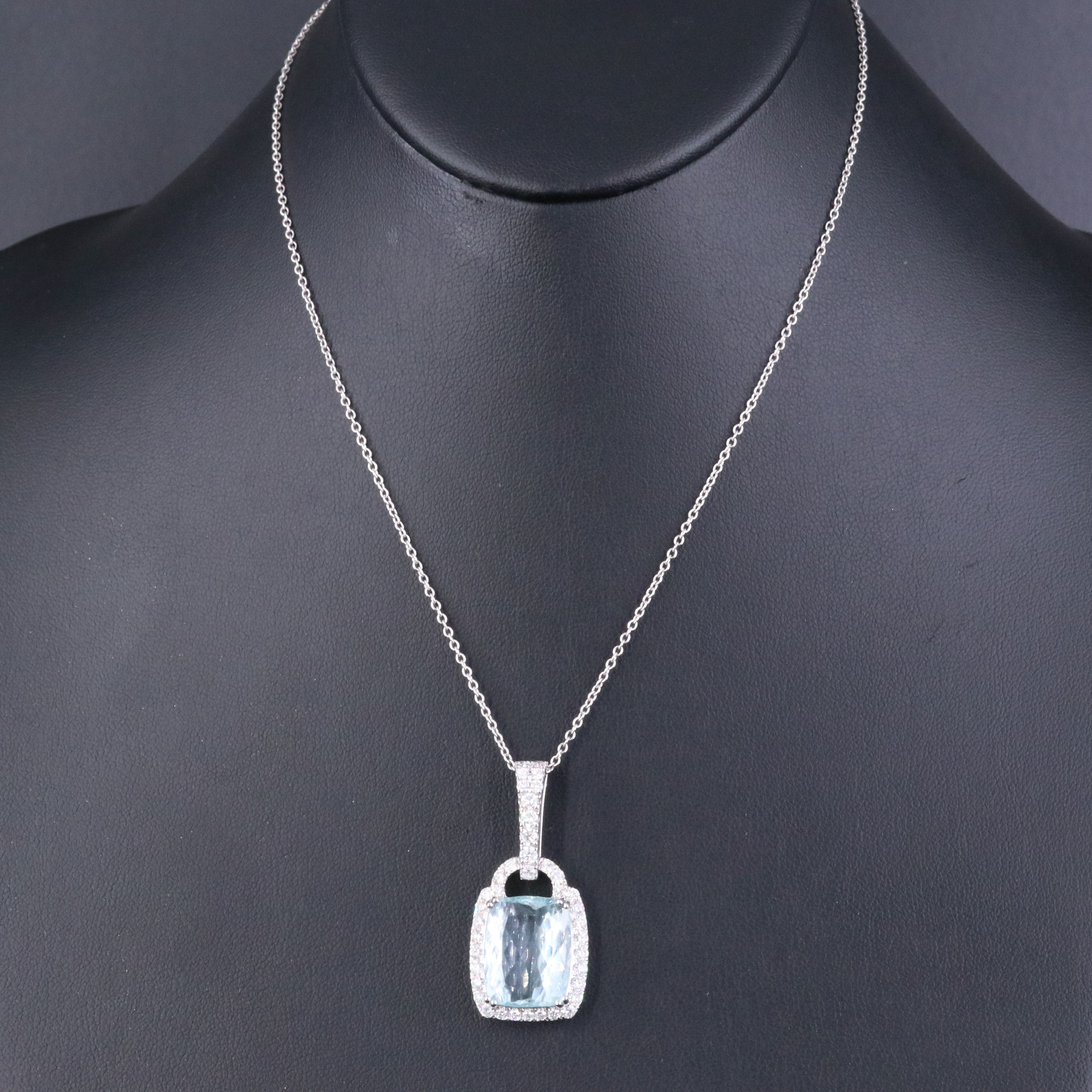 Michael Christoff 14K 10.46 CT Aquamarine and 1.53 CTW Diamond Pendant Necklace