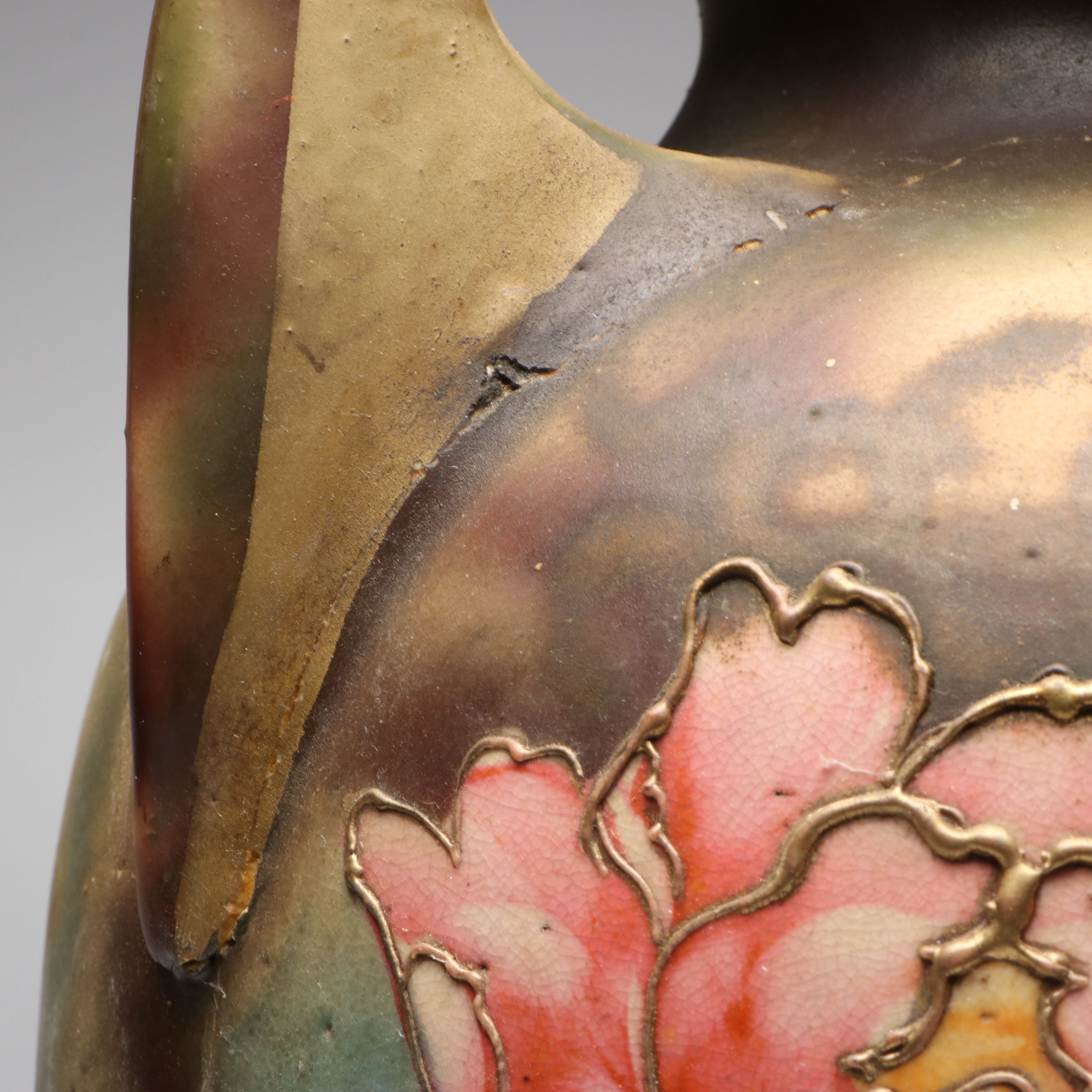 Hand-Painted Gilt Ceramic Amphora Vase