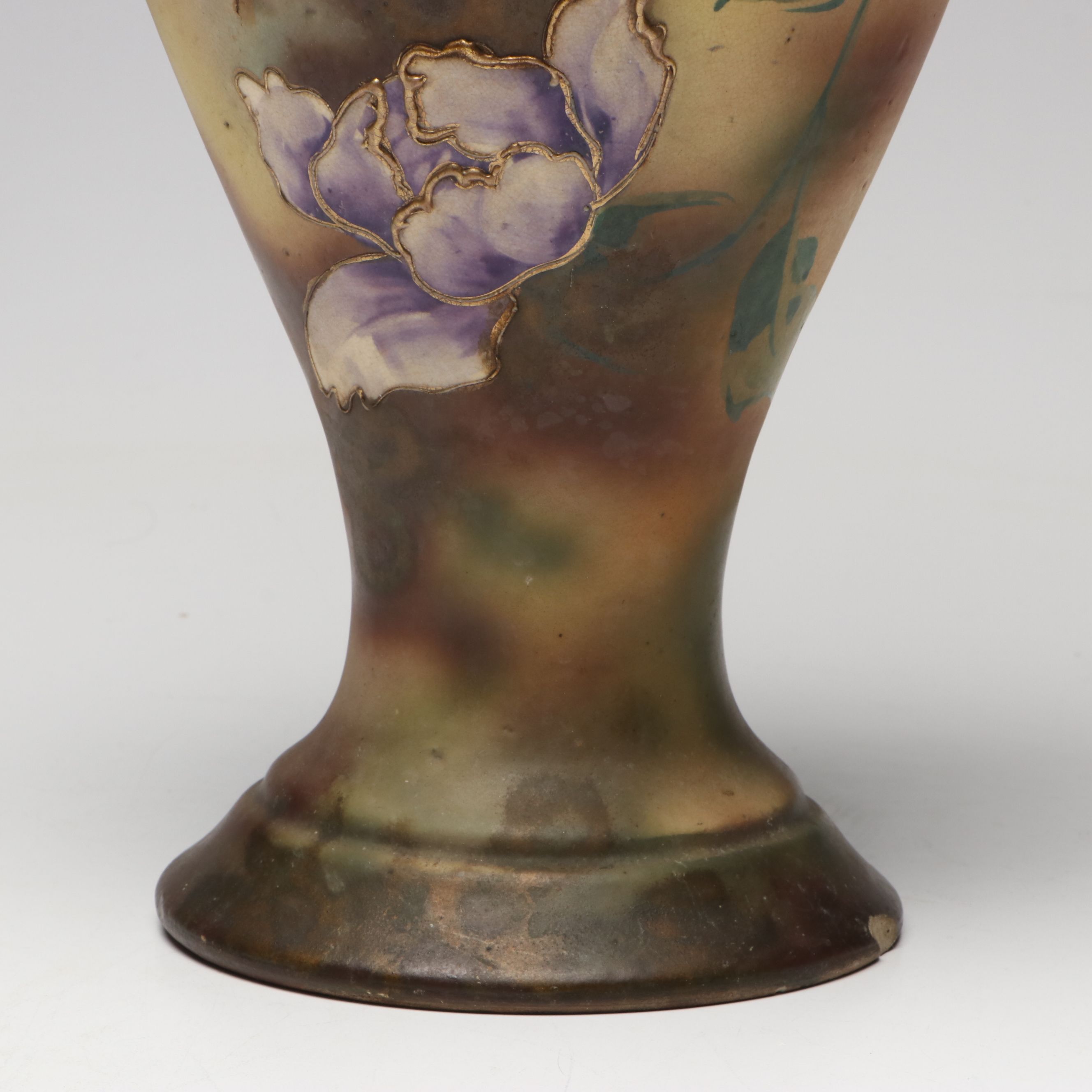 Hand-Painted Gilt Ceramic Amphora Vase