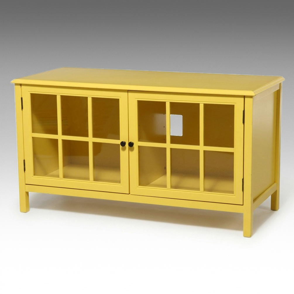 Contemporary Yellow Media Console Cabinet