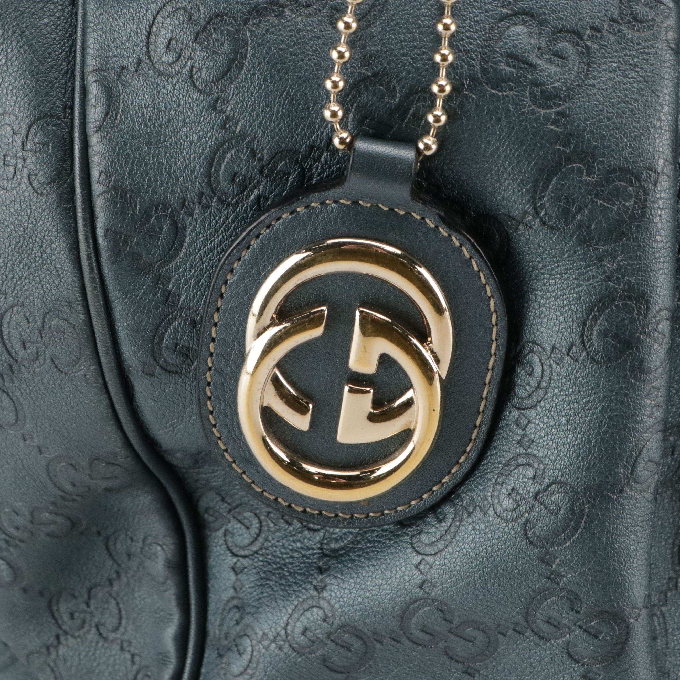 Gucci Large Sukey Hobo Shoulder Bag in Metallic Blue Guccissima Leather