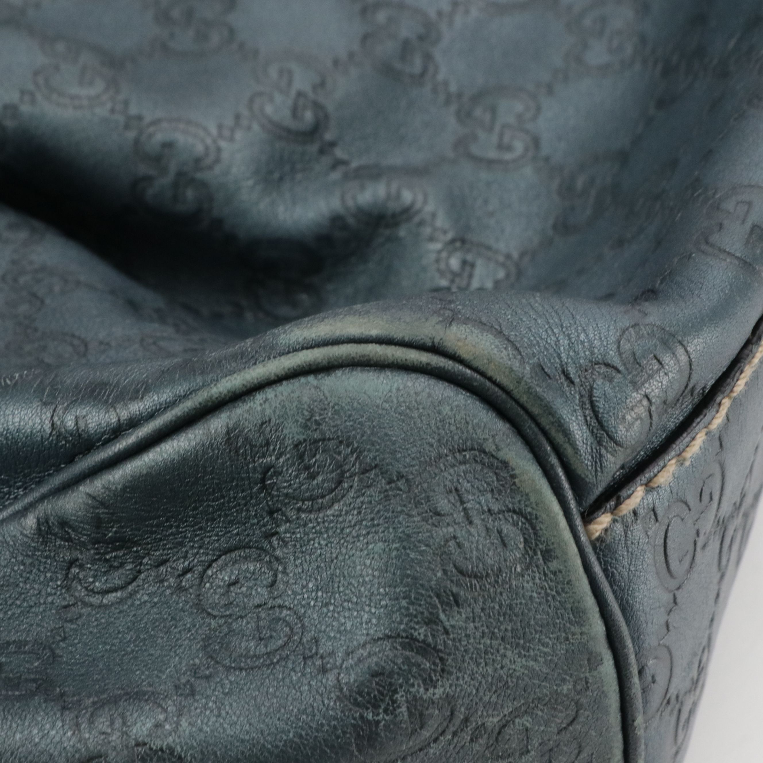 Gucci Large Sukey Hobo Shoulder Bag in Metallic Blue Guccissima Leather